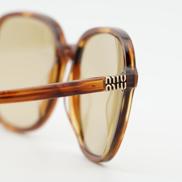 Miu Miu Miu Miu MUB01S 26E10R Sunglasses Havana Square Frame Size ONE SIZE - 8 Thumbnail