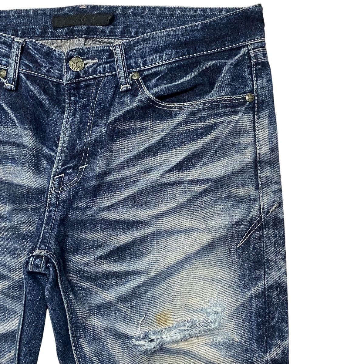 GOSTAR DE FUGA Gostar De Fuga Whiskers Denim Distressed Jeans Size US 33 - 5 Thumbnail