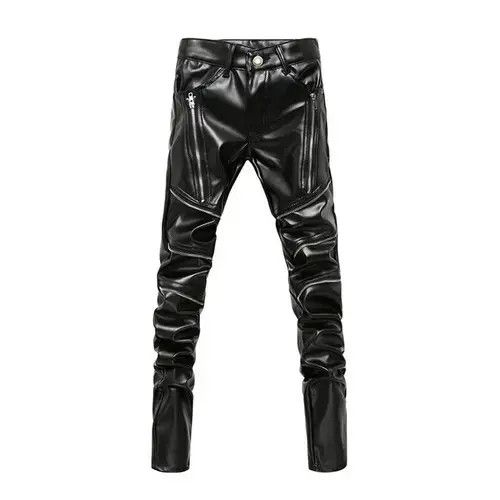 Black Faux Studded Leather Pants