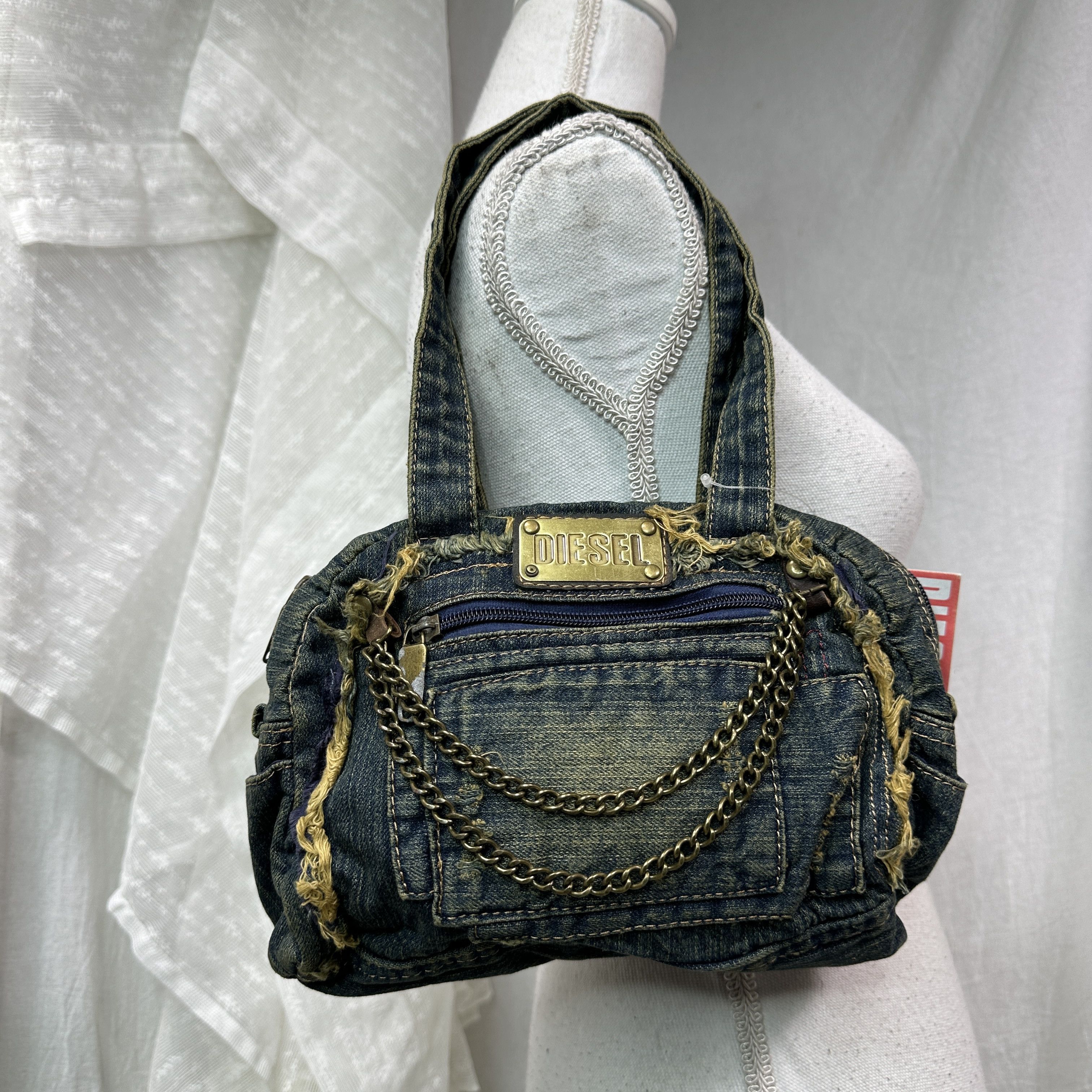 Vintage Vintage Diesel Washed Denim Chain Jeans Bag Y2K Size ONE SIZE - 2 Thumbnail