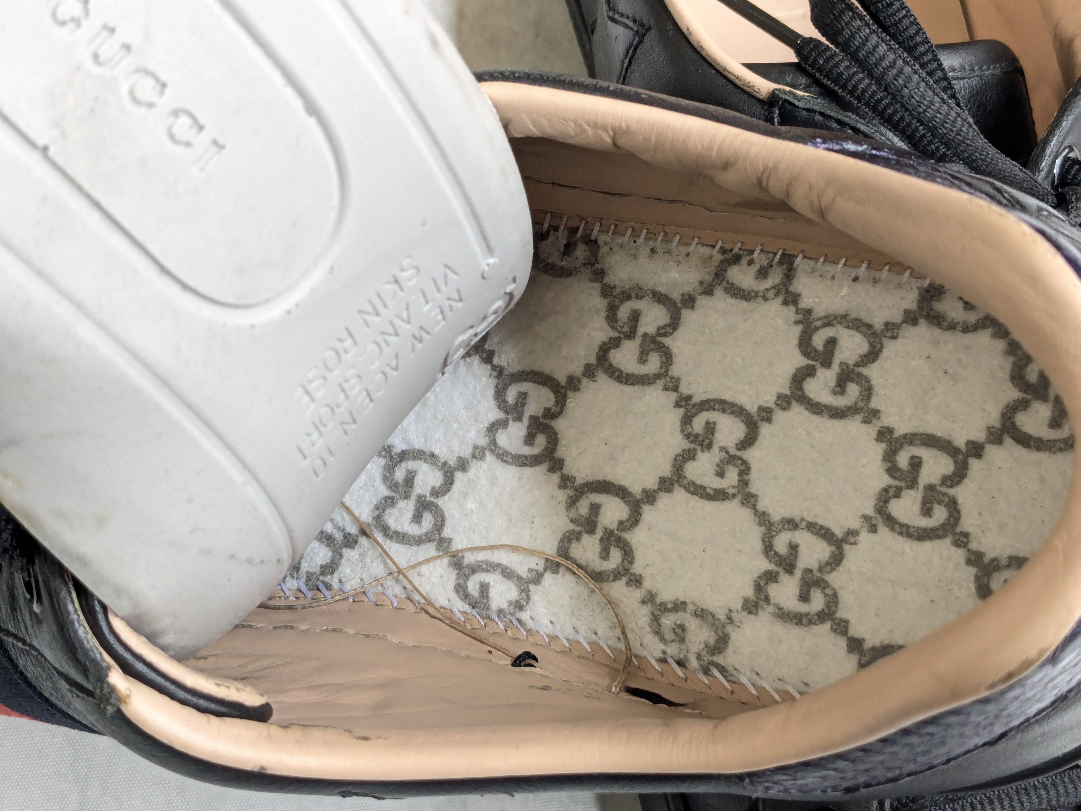 Gucci Gucci Ace Sneakers Black 10.5 Low Tops Leather Stars Size US 10.5 / EU 43-44 - 7 Thumbnail