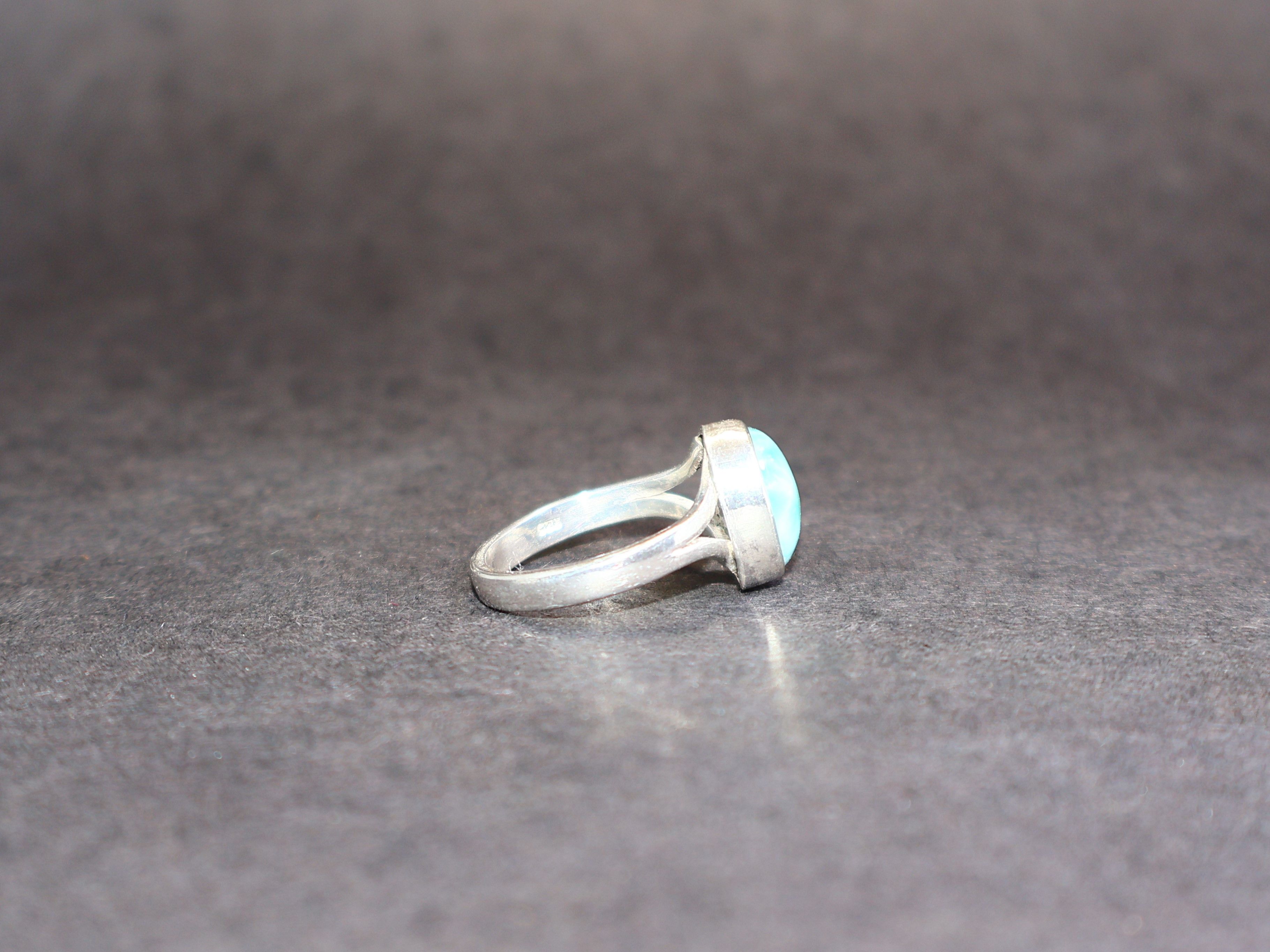 Handmade Natural Larimar Ring, Handmade Women Ring, Sterling Silver, Size ONE SIZE - 5 Thumbnail
