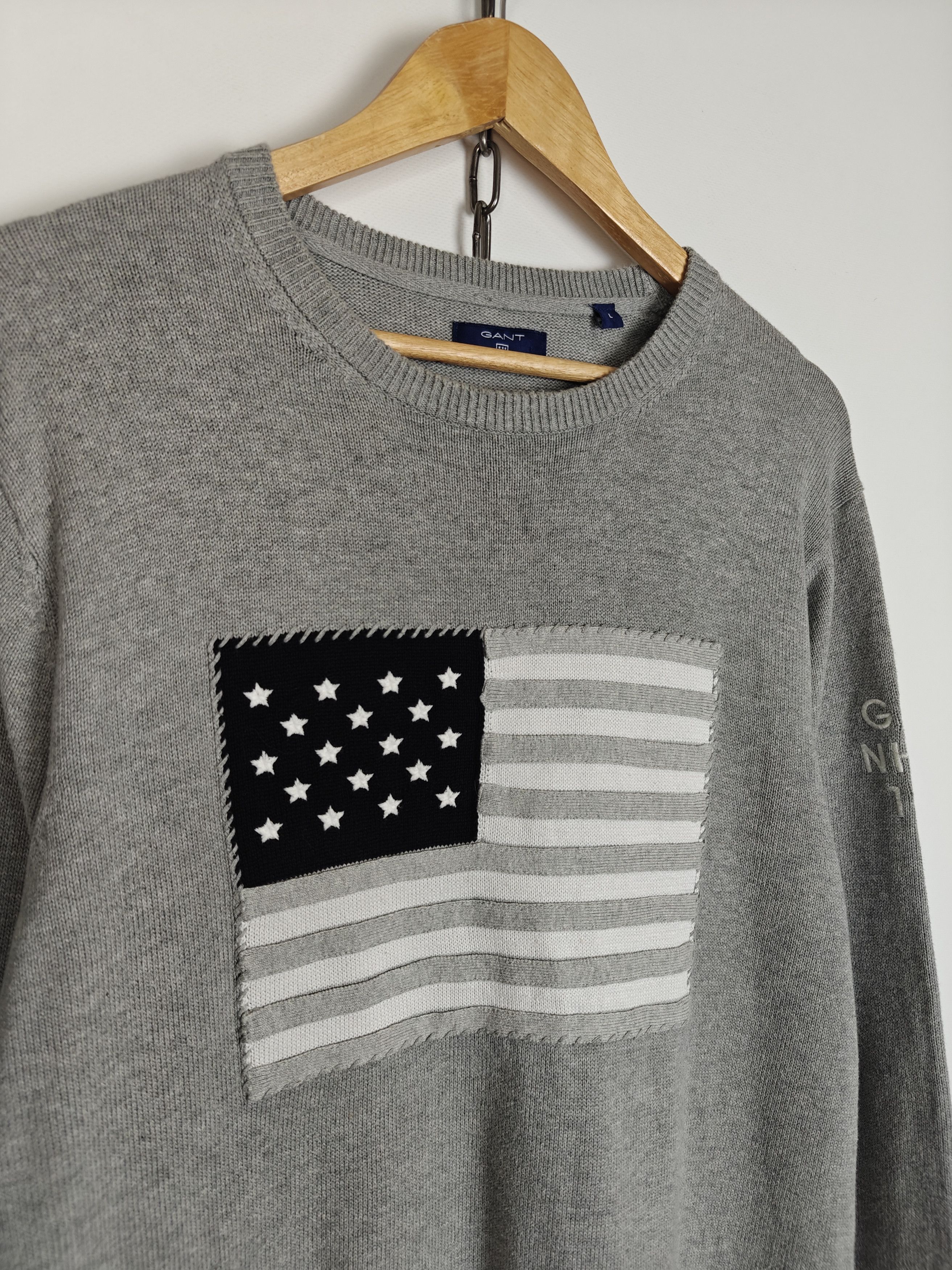 Gant Gant Knit Sweater Crewneck Cener USA Flag Logo Gray size L Size US L / EU 52-54 / 3 - 4 Thumbnail