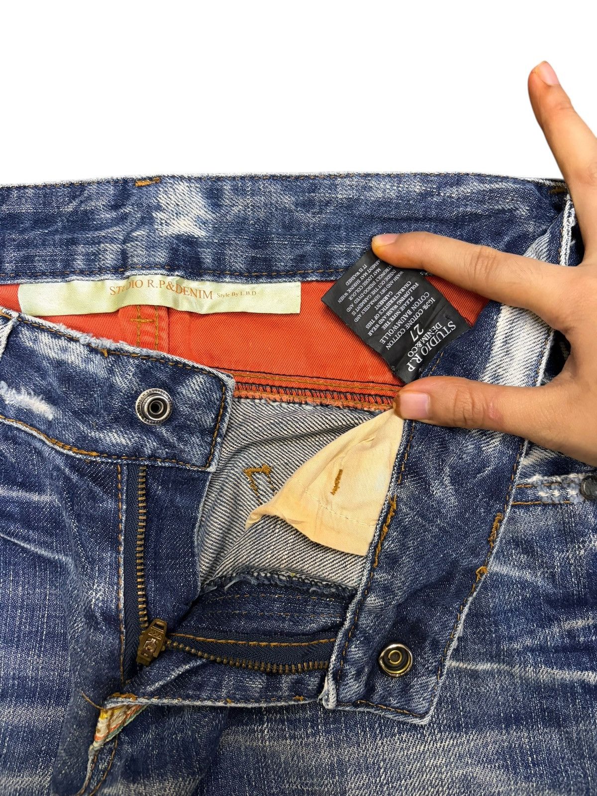 Hysteric Glamour Vintage Red Pepper Distressed Low Rise Flare Jeans Size 28" / US 6 / IT 42 - 5 Thumbnail