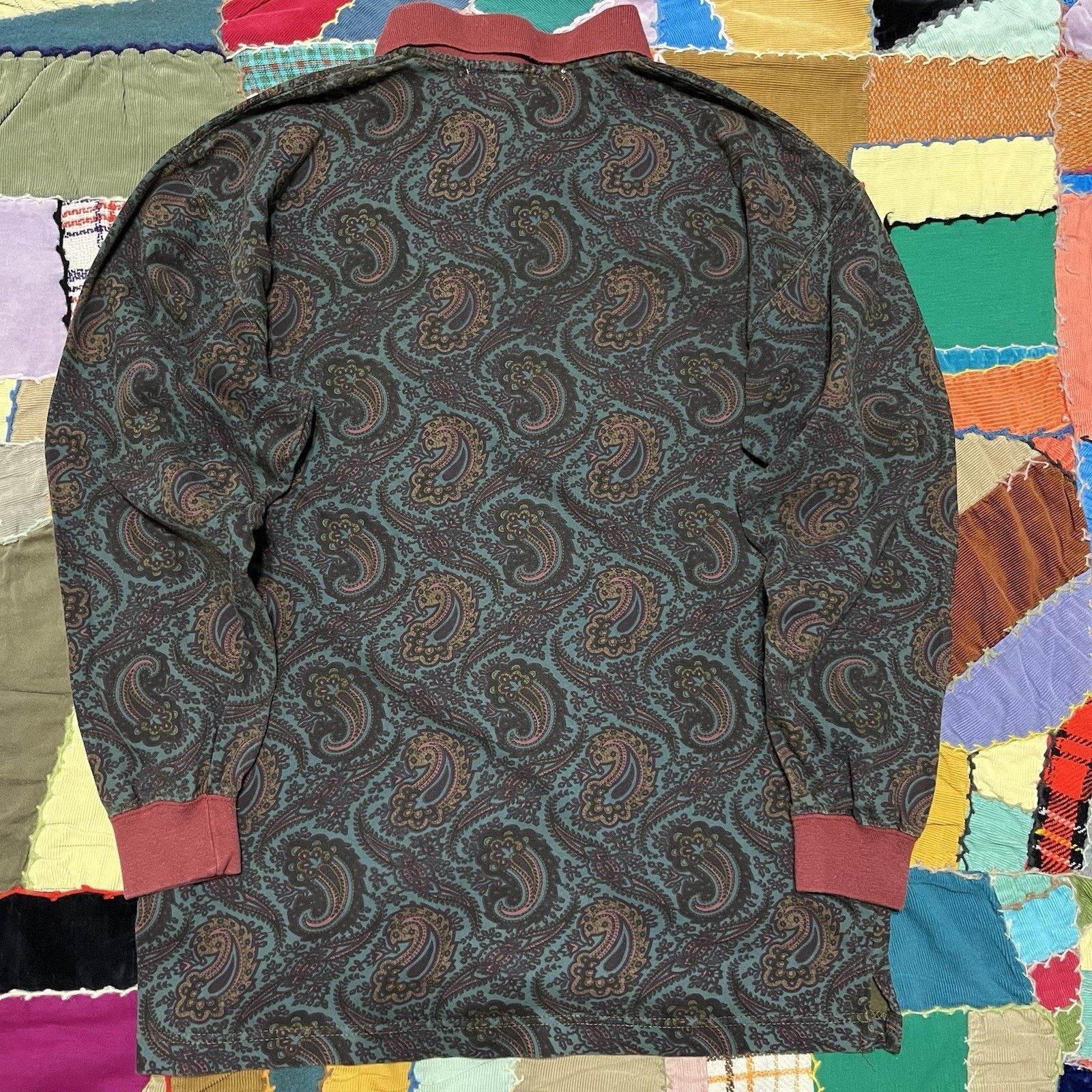 John Ashford Vintage John Ashford Dark Floral Printed Long Sleeve Polo M Size US M / EU 48-50 / 2 - 2 Thumbnail