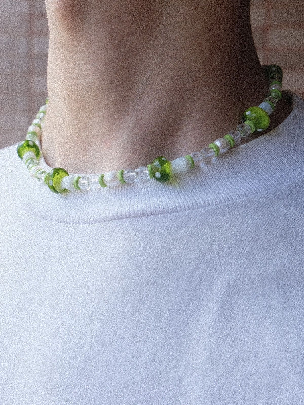 Japanese Brand Pearls & Lampworked Mushroom Summer Handmade Beaded Necklace Size ONE SIZE - 3 Thumbnail