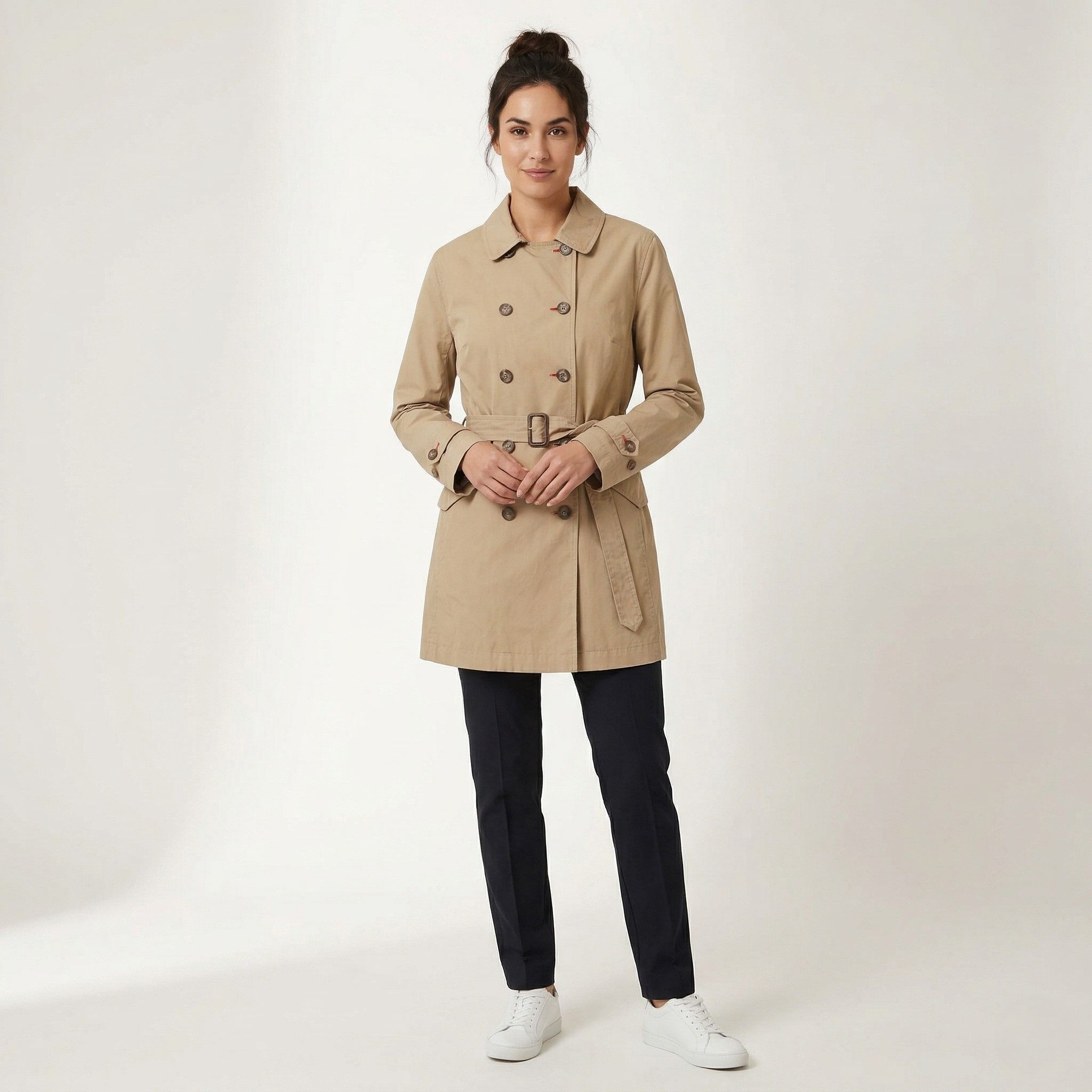 Vintage Peckott Women L Coat Beige Cotton Trench 6280 Size L / US 10 / IT 46 - 1 Thumbnail