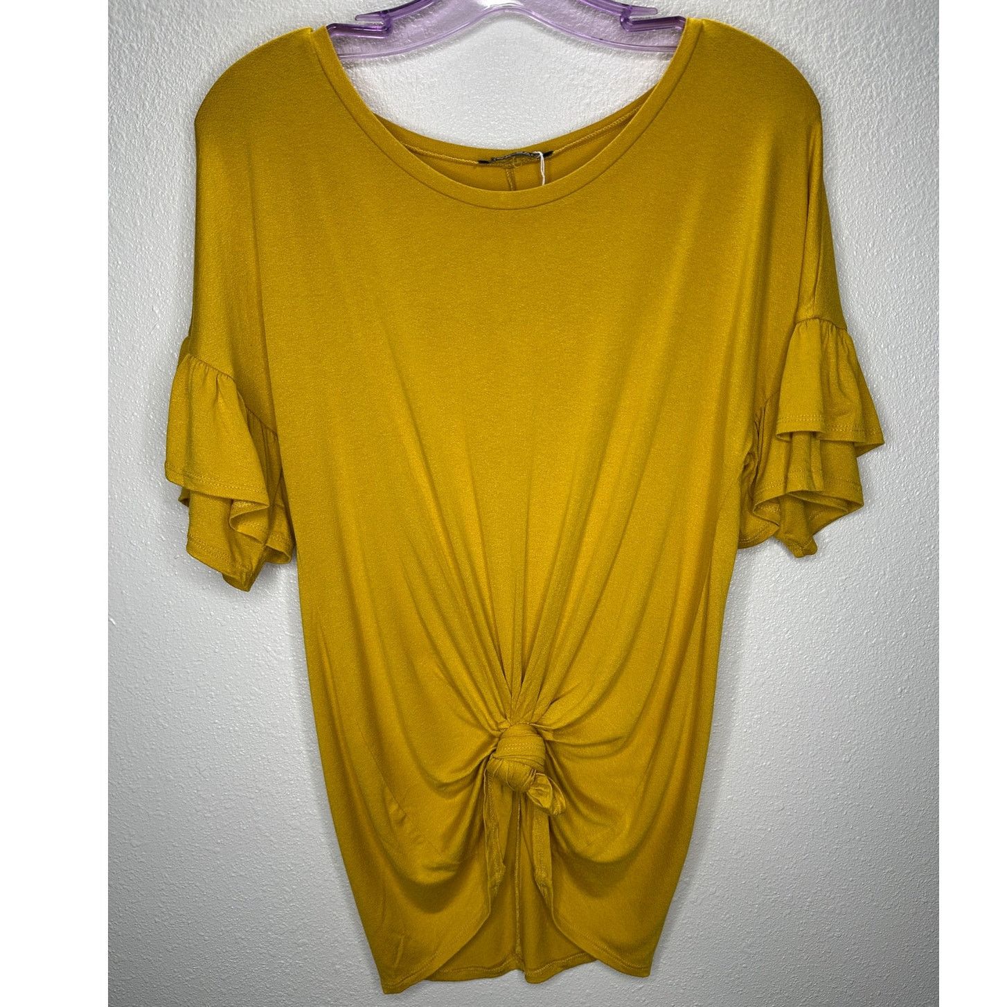 Other NWT Shop Basic Mustard Ruffle Sleeve Front Knot Shirt M Size M / US 6-8 / IT 42-44 - 2 Thumbnail