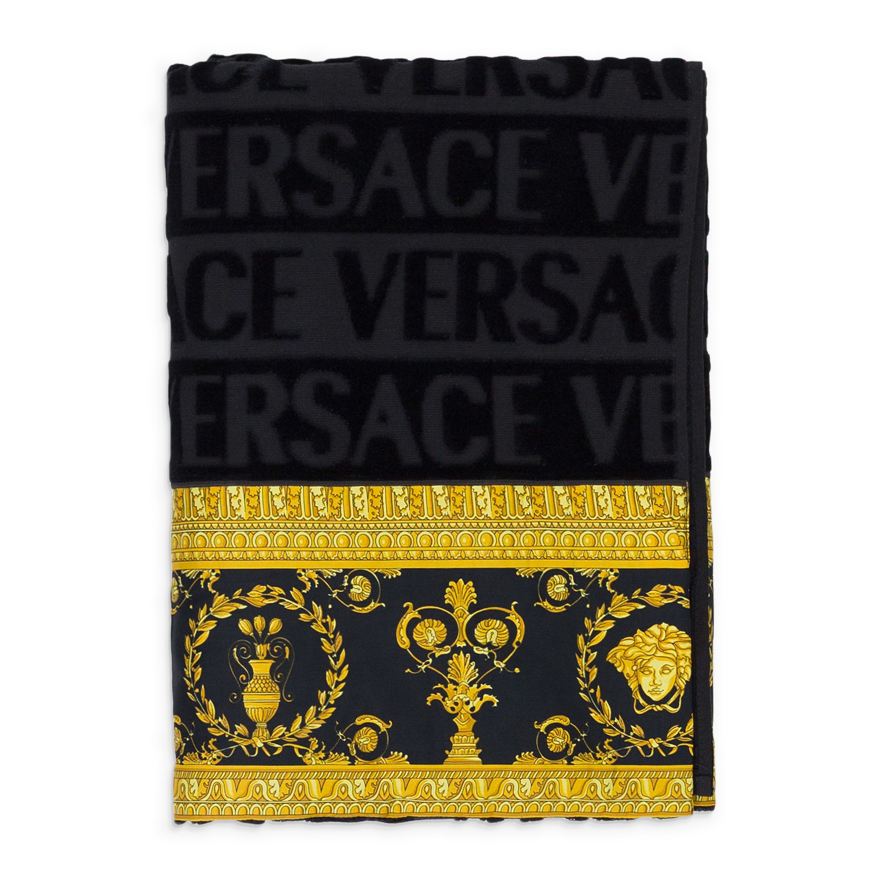 BAROQUE BLACK, GOLD BATH TOWEL SIZE OS