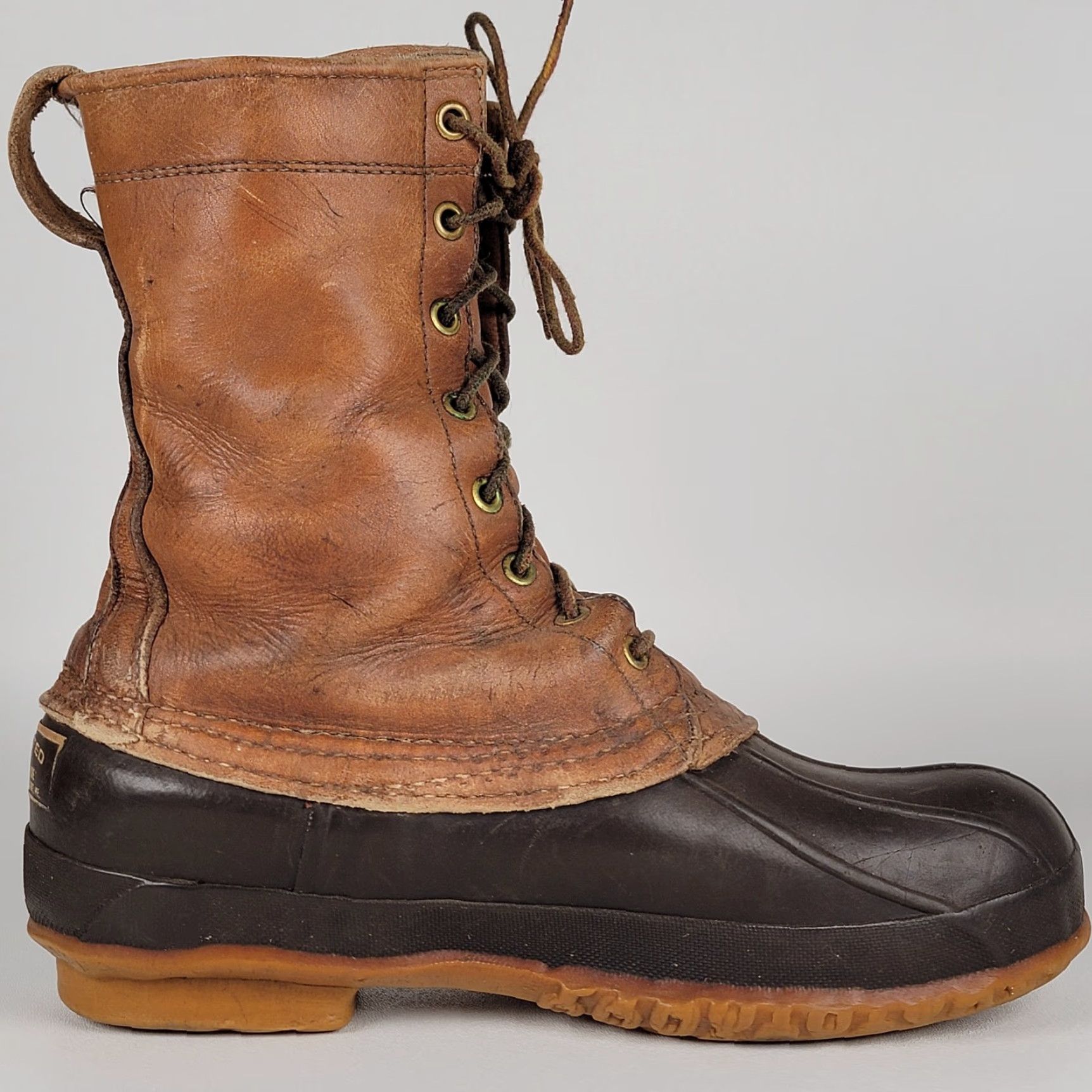 Vintage VTG 60s LL Bean Maine Hunting Bean Boots Vibram Made In USA Boots Mens US Size 10 Brown Leather Ivy Look Original Size US 10 / EU 43 - 7 Thumbnail