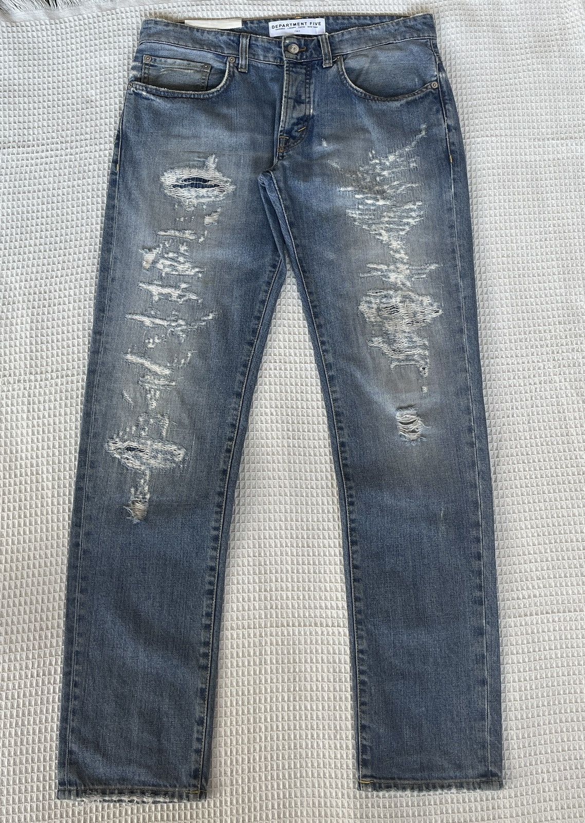 DEPARTMENT5 Thrashed🔥DEPARTMENT 5🔥Scab Distressed Light Wash Denim Size US 34 / EU 50 - 1 Thumbnail