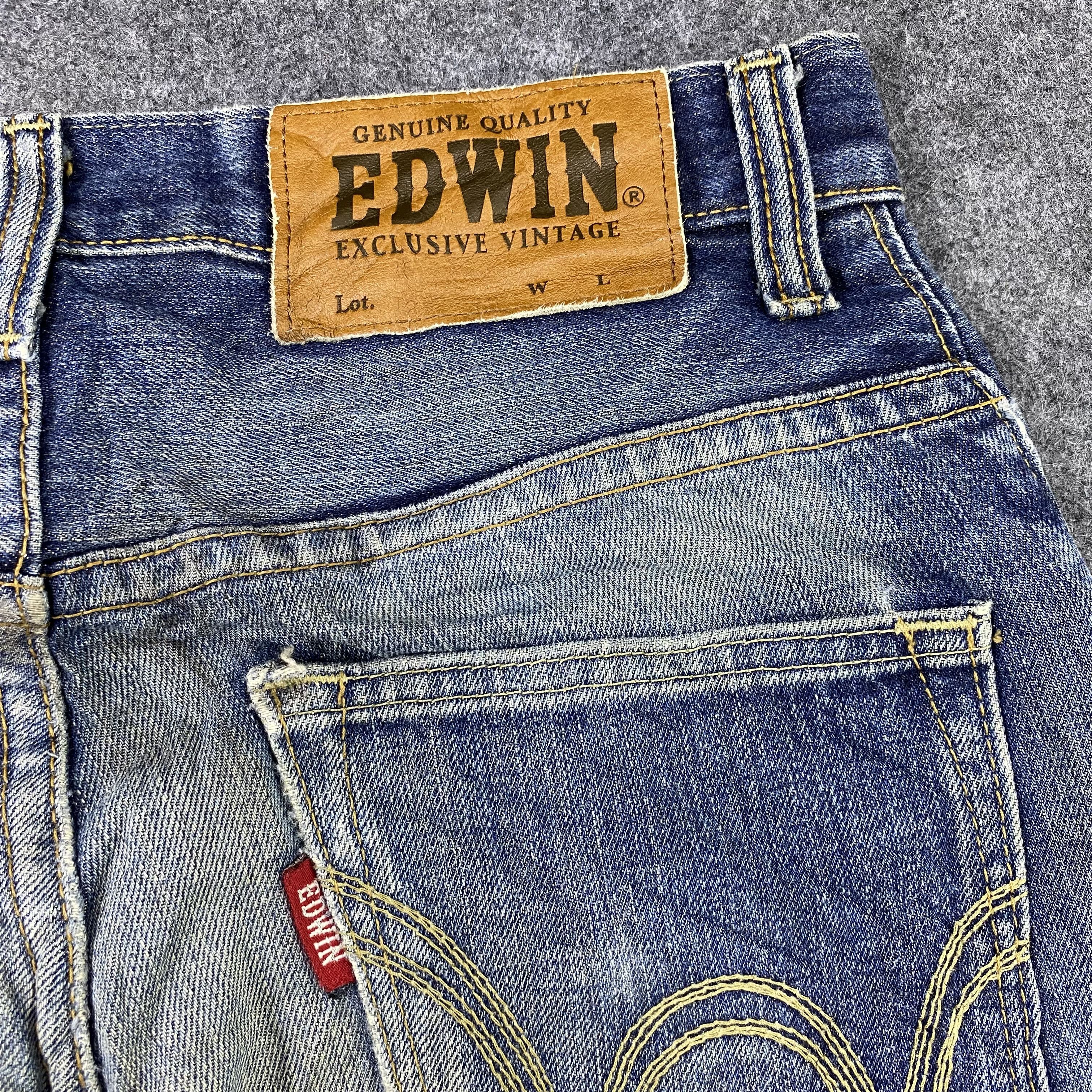 Edwin × Jean × Vintage Vintage Edwin EX404 Distressed Blue Wash Jeans - J1156 Size US 32 / EU 48 - 10 Thumbnail