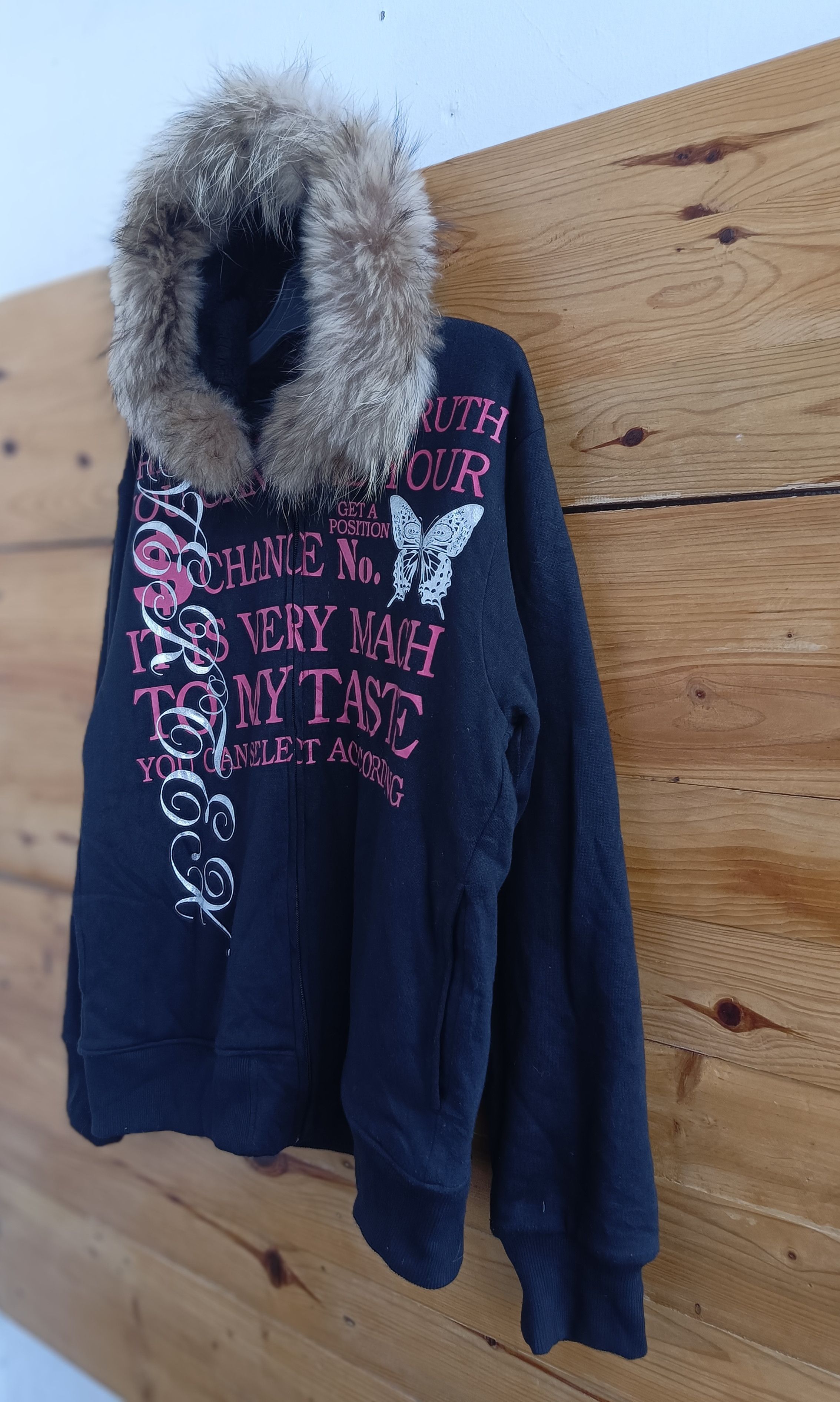 Defectibe Struct Fur Hoodie Poem Pink Butterfly LGB Style