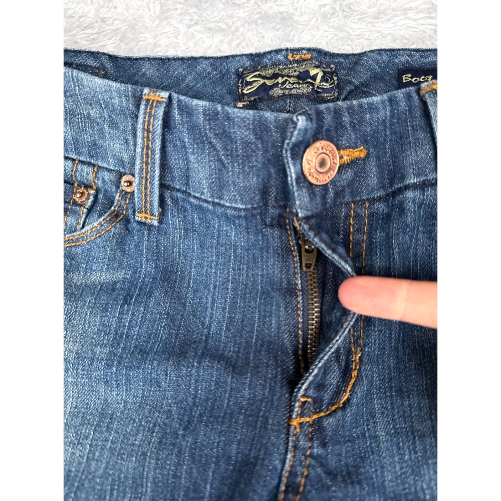 Vintage Seven7 Jeans Women Bootcut Low Rise 30 Blue Denim 32x31 Slim Bling Size 30" / US 8 / IT 44 - 5 Thumbnail