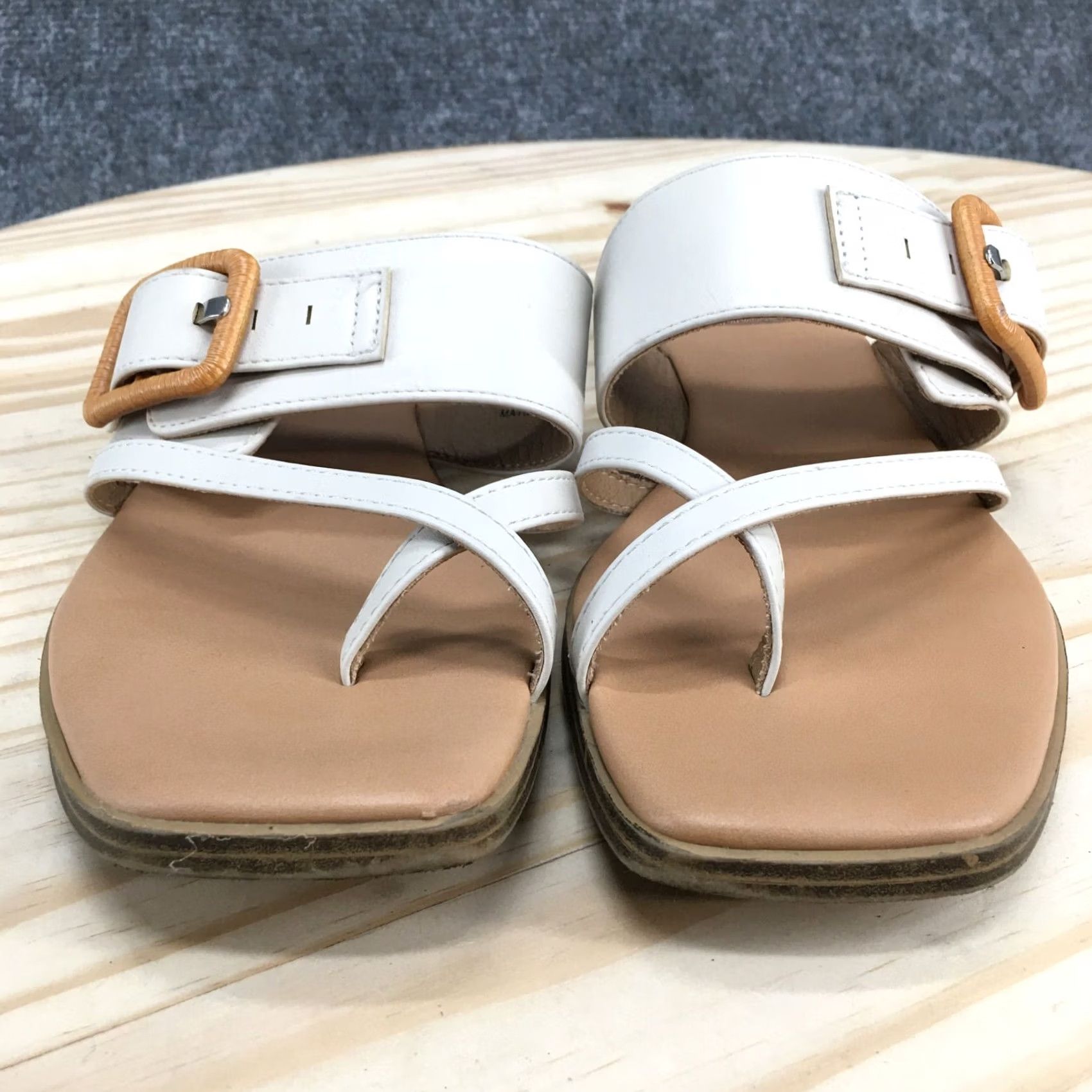 Dolce Vita DV Dolce Vita Matilda Sandals Womens 8 Slip On Toe Loop Slide Brown White Casual Shoes Size US 6 / IT 36 - 7 Thumbnail