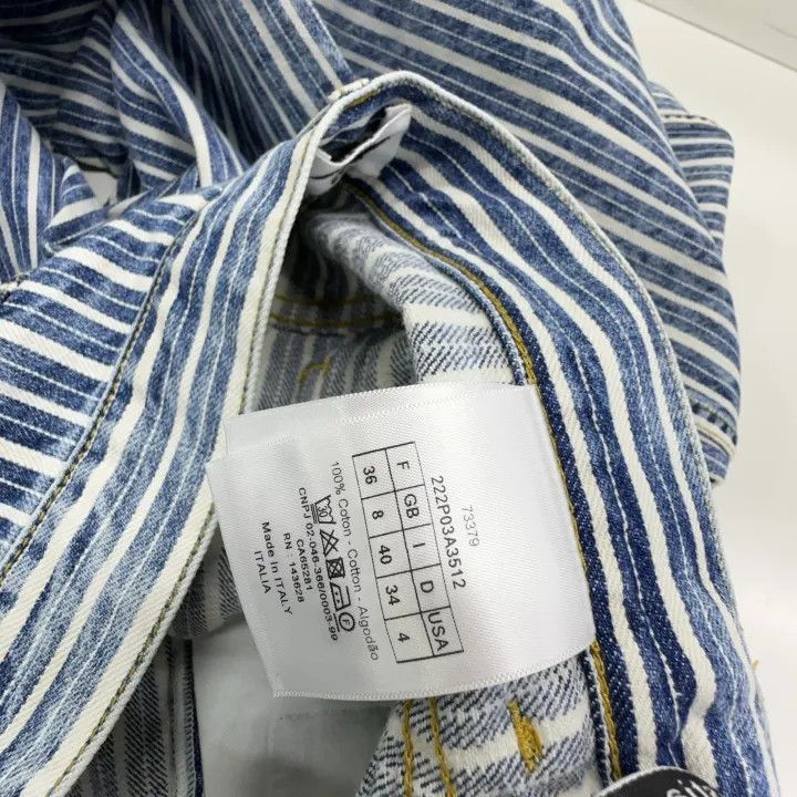 Dior Dior Blue Striped Straight Leg Jeans for Women 0079-2507 Size 35" - 6 Thumbnail