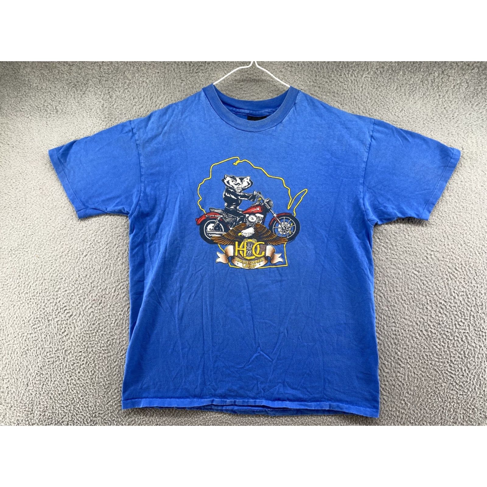 Harley Davidson VINTAGE Harley-Davidson HOG 1991 Wisconsin State Single Stitch Shirt 2XL Blue Mens Womens Unisex Adults 90s Graphic Print T-ShirtCrew Neck Size US XXL / EU 58 / 5 - 2 Thumbnail