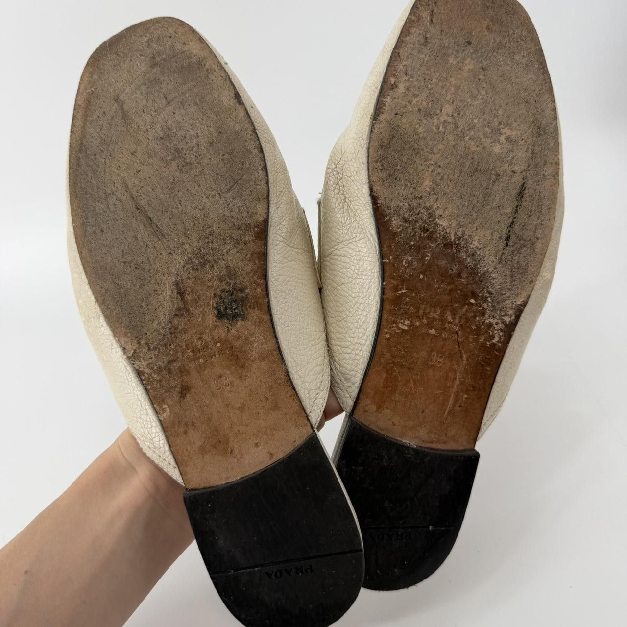 Prada Prada White Leather Mules Size Size US 7.5 / IT 37.5 - 5 Thumbnail