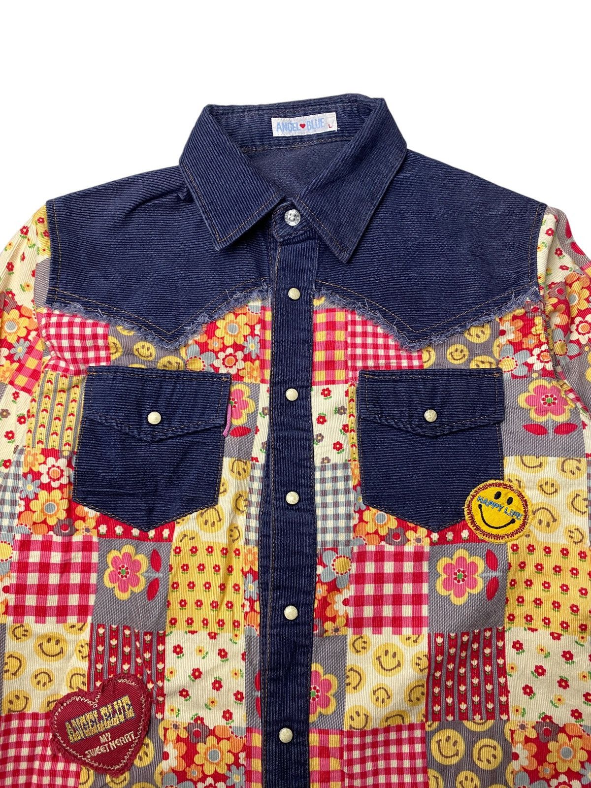 Angel Blue 2000's Angel Blue Patchwork Corduroy Shirts Size US M / EU 48-50 / 2 - 6 Thumbnail