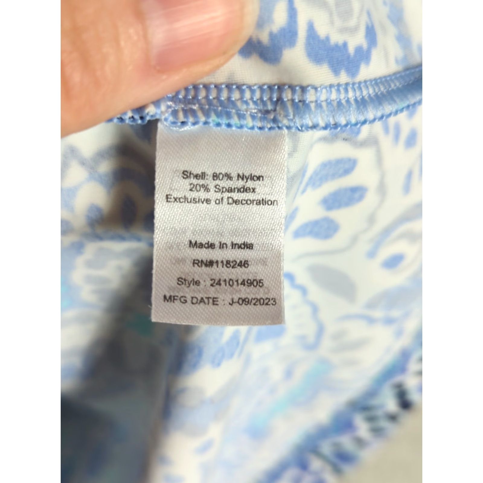 Vintage Cabana Life x Talbots Dress Womens L UPF50+ Blue Floral Knit Sleeveless V-Neck Knee Length Embroidered Summer Resort Cruise Beachy Size L / US 10 / IT 46 - 5 Thumbnail