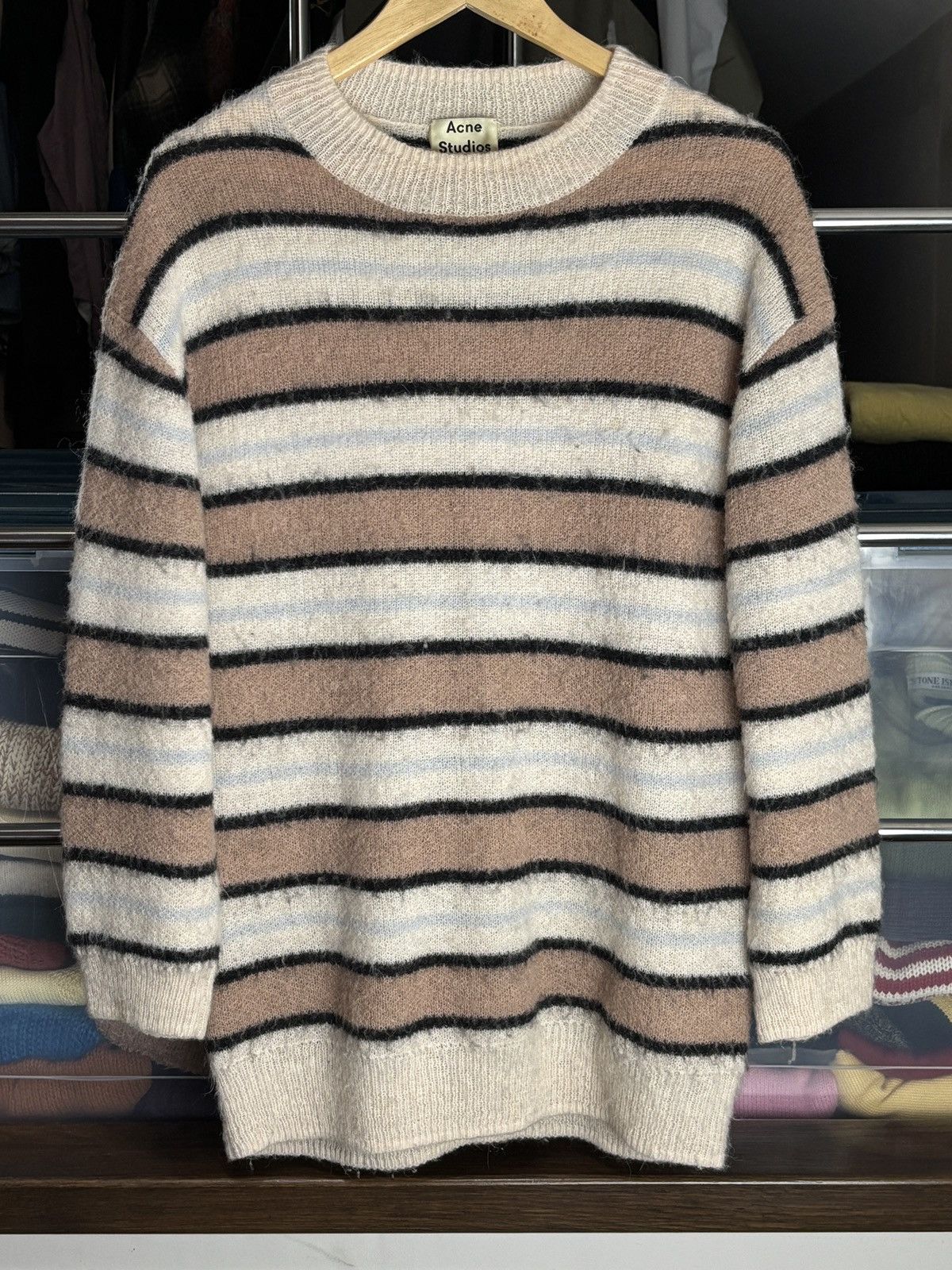 Acne Studios Acne Studios Knitted Oversized Sweater Wool Alpaca Striped Size US XXS / EU 40 - 1 Thumbnail