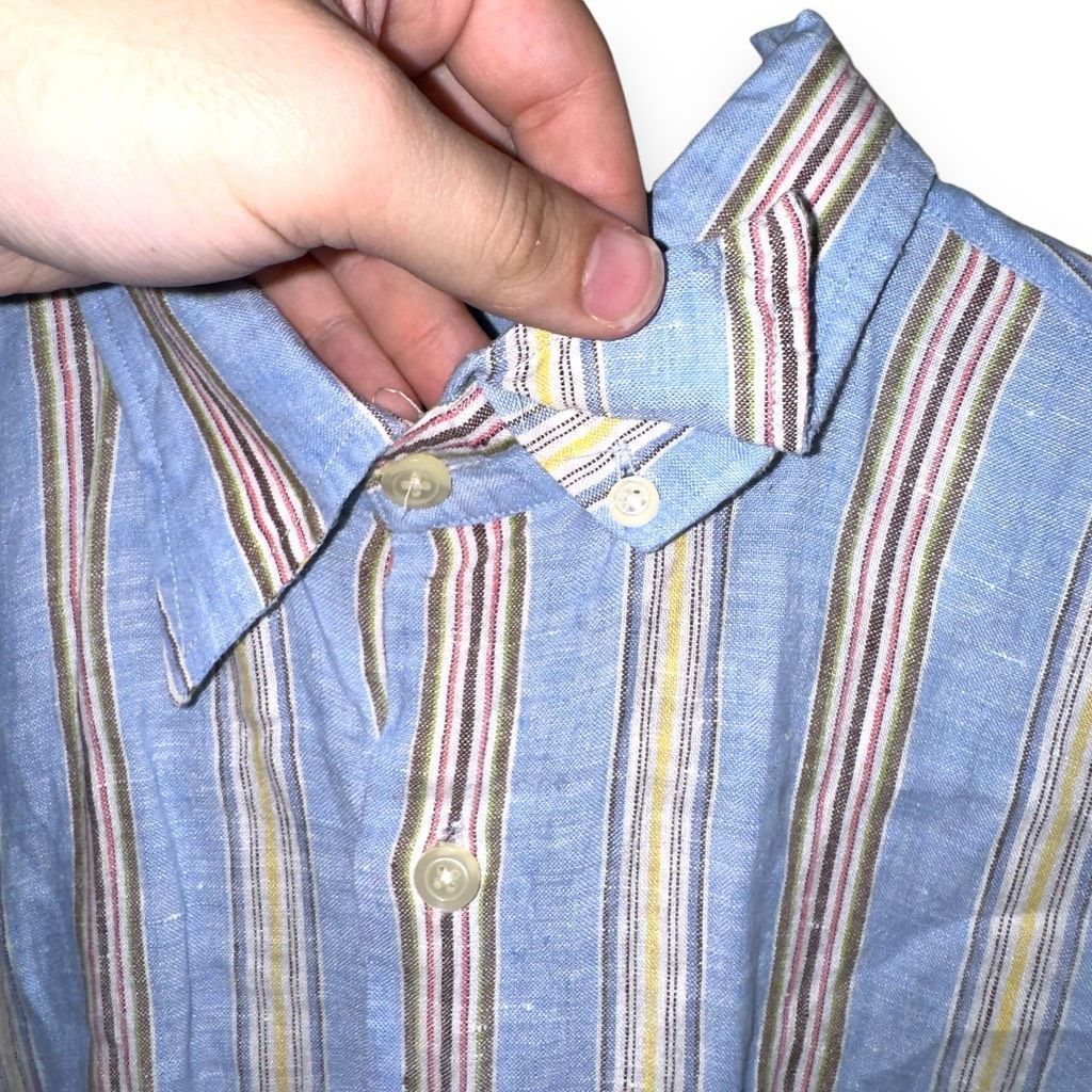 Bullock & Jones Mine London Pastel Stripe Pure Linen Button Down Shirt M Size US M / EU 48-50 / 2 - 7 Thumbnail