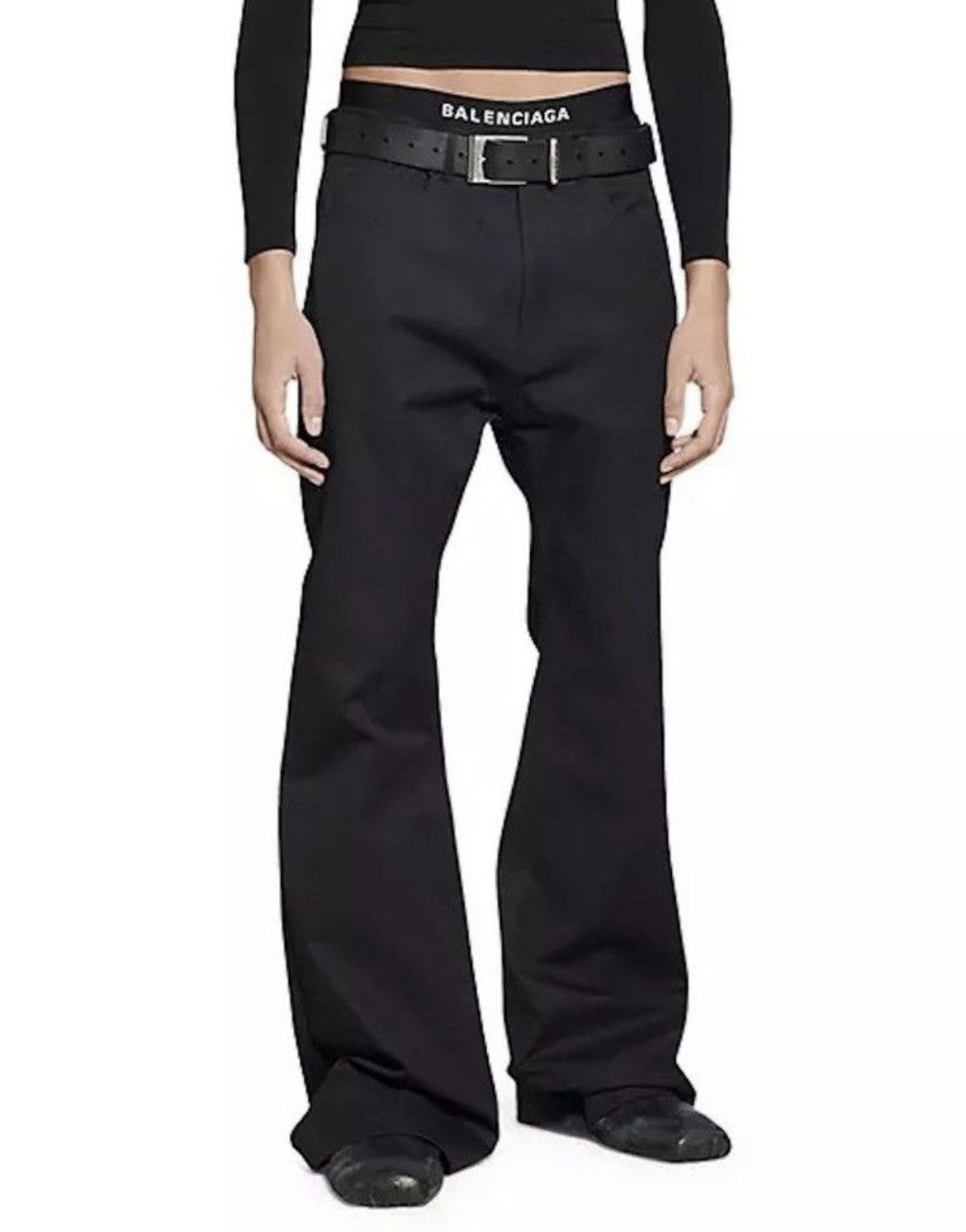 image of Sold Balenciaga Fw22 Lost Tape Flared Trousers in Black, Men's (Size 30)