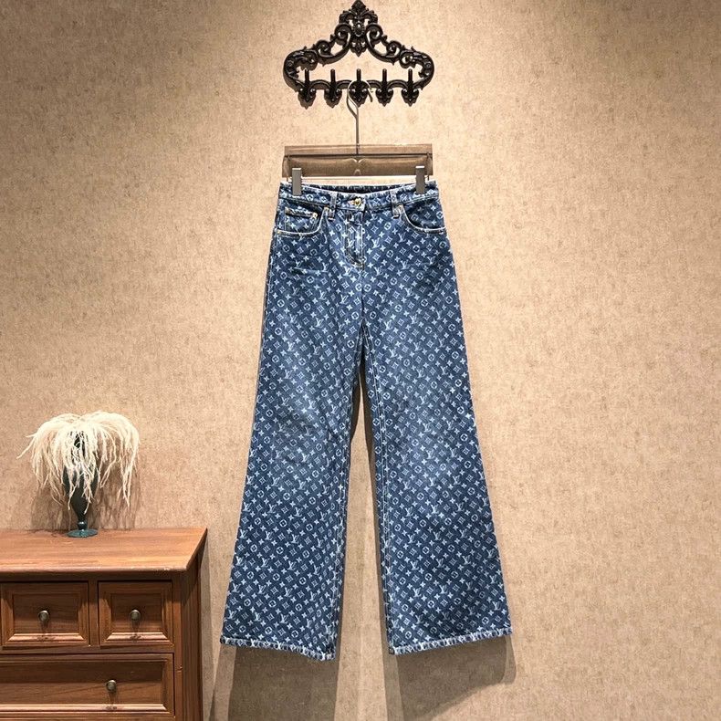 Louis Vuitton Louis Vuitton 24 FW washed blue presbyopic full print jean Size US 34 / EU 50 - 1 Thumbnail