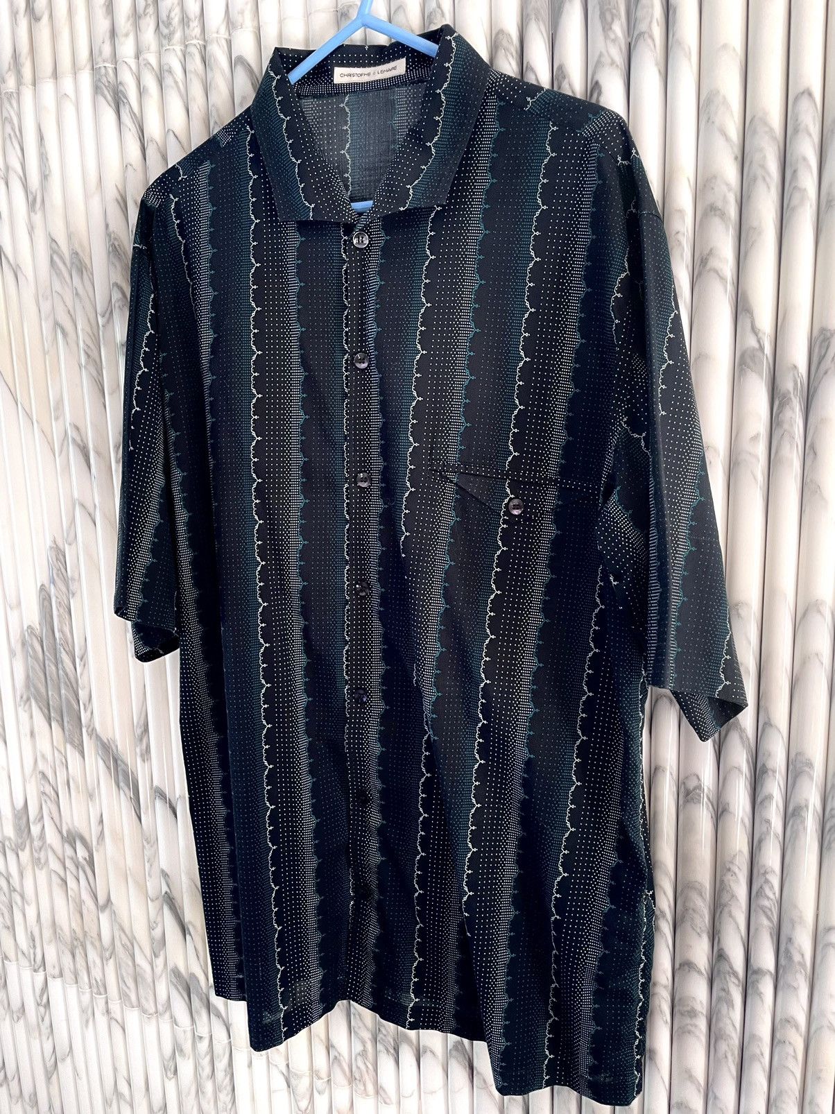 Christophe Lemaire PIN DOT PRINTED CAPRI ONE PIECE COLLAR SHIRT Size US M / EU 48-50 / 2 - 3 Thumbnail