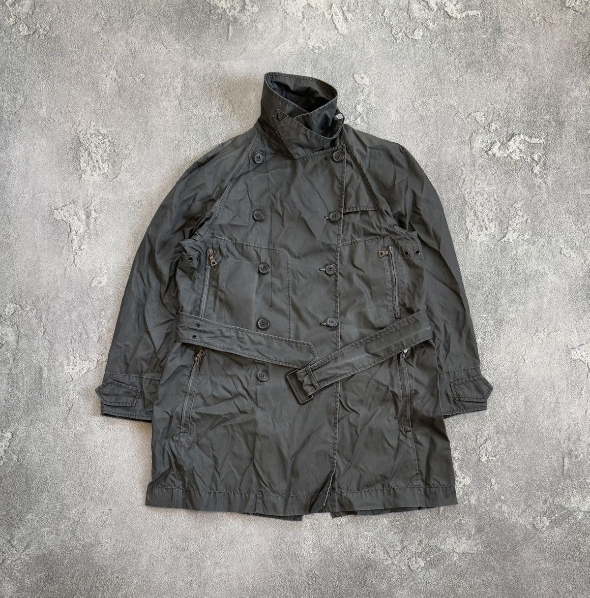 Designer × Prada × Vintage Prada 42size Wmns graphite trench coat jacket + belt vintage Size M / US 6-8 / IT 42-44 - 5 Thumbnail