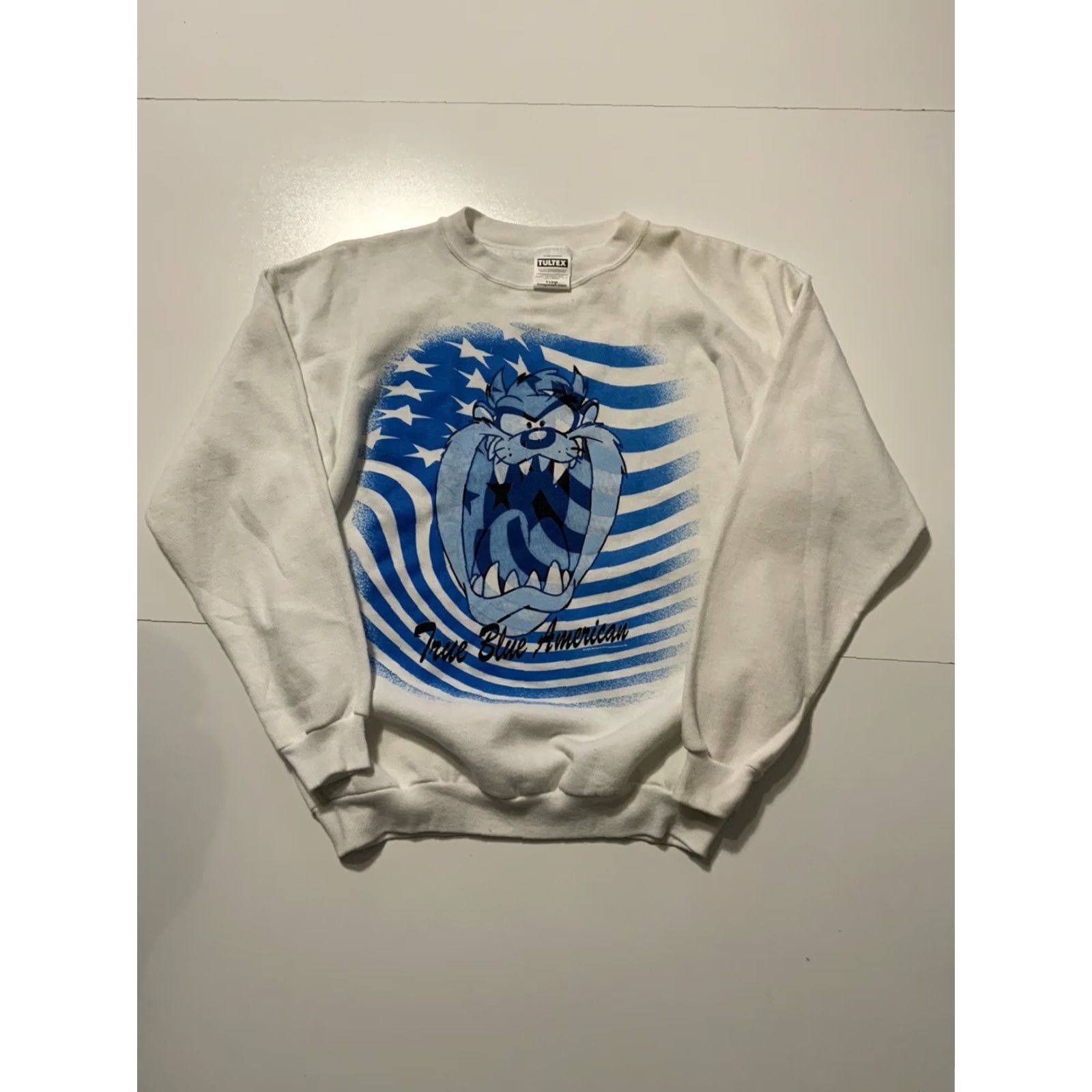 Tultex VINTAGE Tultex Looney Tunes Taz Tasmanian Devil True Blue Crewneck Sweatshirt XL Men White 90s Pullover I? Size US XL / EU 56 / 4 - 2 Thumbnail