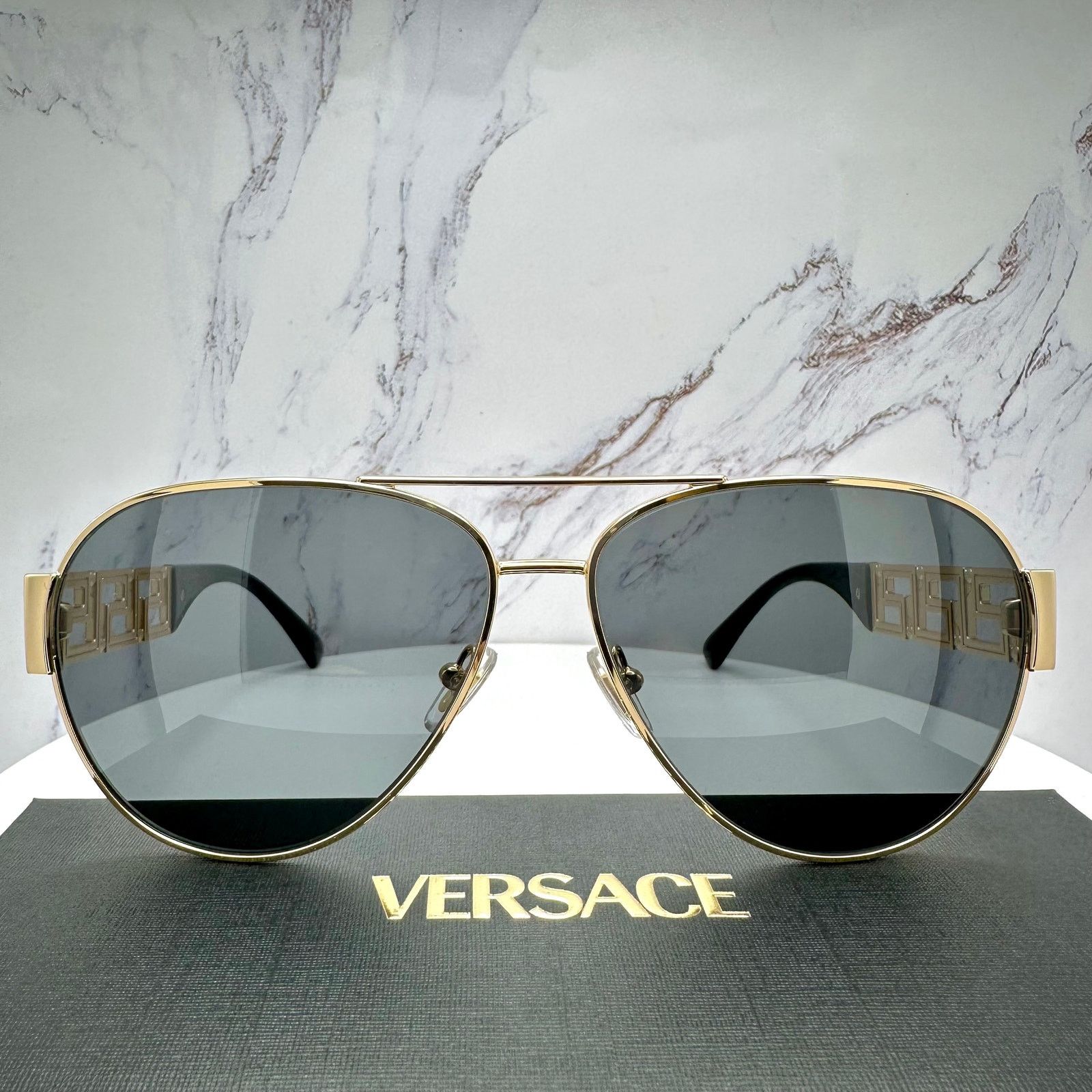 Versace New VERSACE Sunglasses Gold Aviator Pilot Metal Greca Logo Size ONE SIZE - 14 Thumbnail