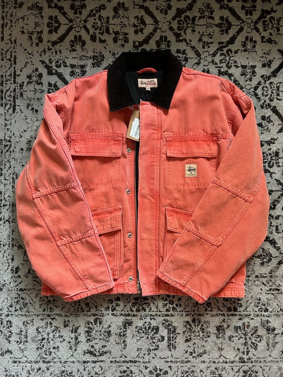 Stussy STUSSY WASHED CANVAS SHOP JACKET LEOPARD SIZE L | Grailed