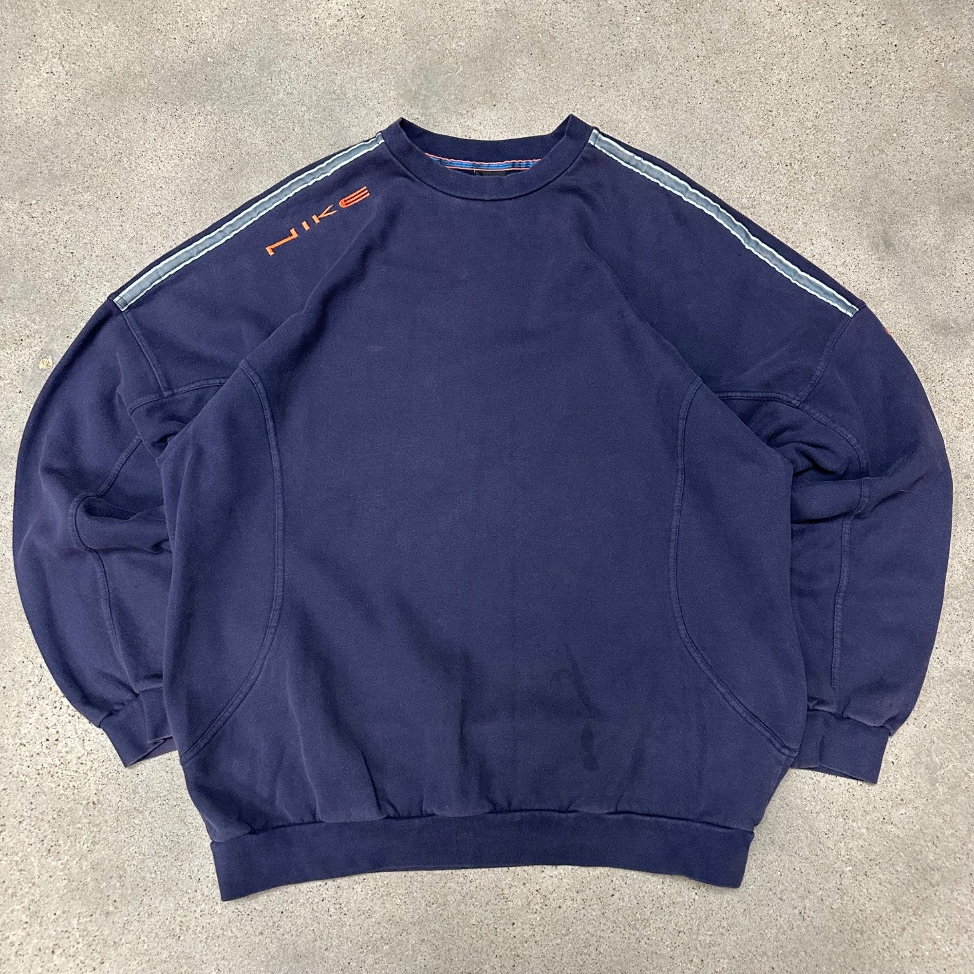 Nike × Vintage Vintage Nike Unique Cut and Sew Embroidered Swoosh Sweatshir Size US XL / EU 56 / 4 - 1 Thumbnail
