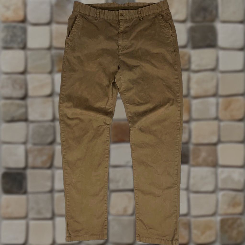 Carolina Herrera Pants Chino Men Khaki Brown Stretch 36 Regular 33 Inseam Straight Front Pockets City Preppy