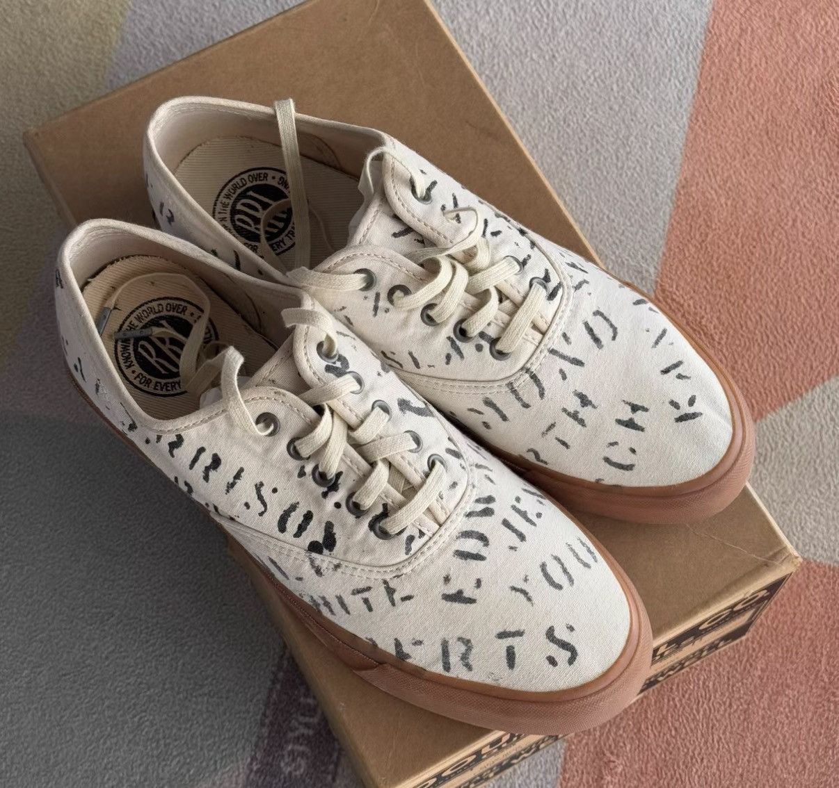 RRL Ralph Lauren RRL Ralph Lauren Double RL Oil Print Canvas Shoes K22 Size US 8 / EU 41 - 1 Thumbnail