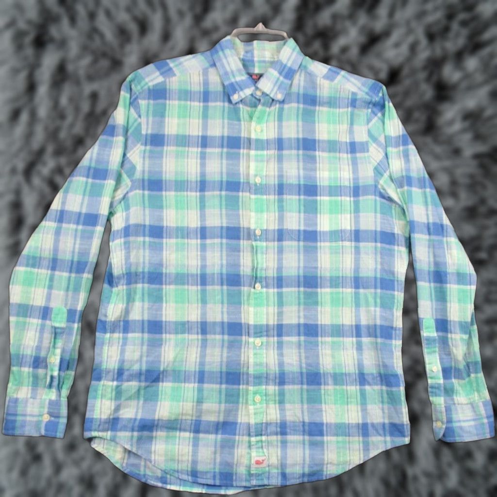 Vineyard Vines Vineyard Vines Shirt Medium Men Greenwich Blue Gingham Plaid Classic Murray Size US L / EU 52-54 / 3 - 1 Thumbnail