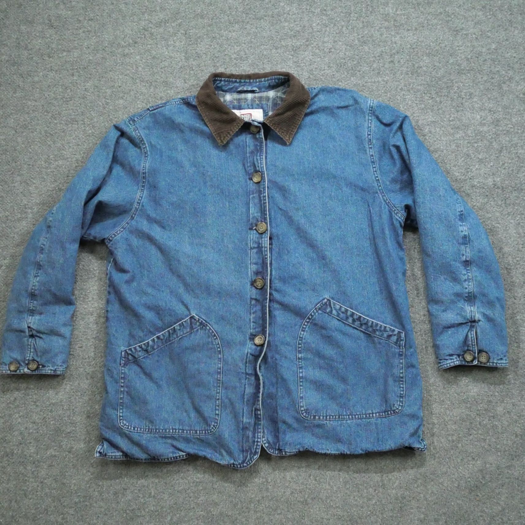 Faded Glory VINTAGE Chore Jacket Womens Large Blue Denim Lined Barn Coat 90s Y2K Faded Glory Jacket Ladies Size L / US 10 / IT 46 - 3 Thumbnail