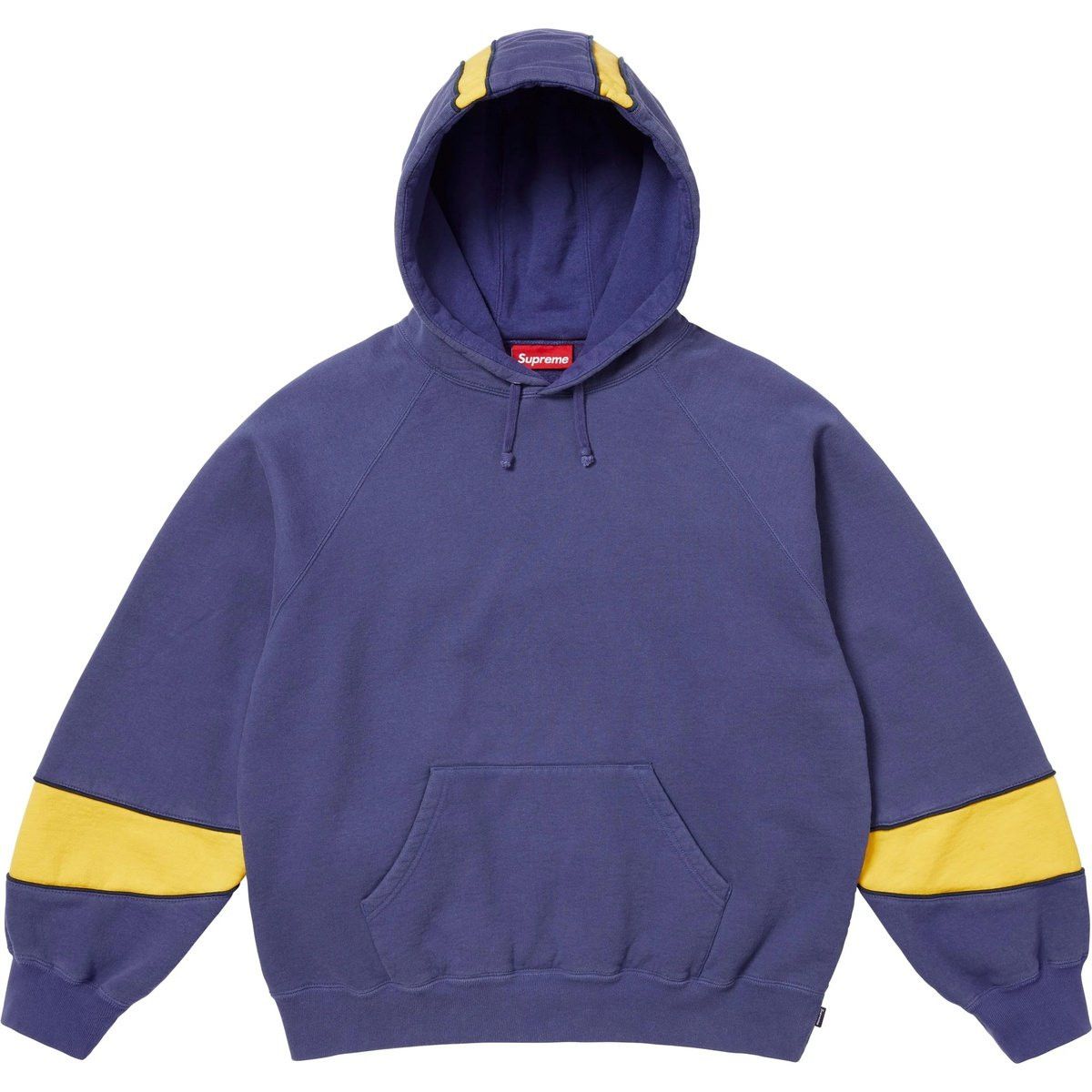 Supreme Paneled Hooded Fleece Sweatshirt Washed Navy Size US XL / EU 56 / 4 - 2 Thumbnail