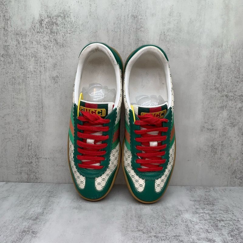 Gucci Gucci Low-Top GG Canvas Sneakers in Green and White Size US 7.5 / EU 40-41 - 4 Thumbnail