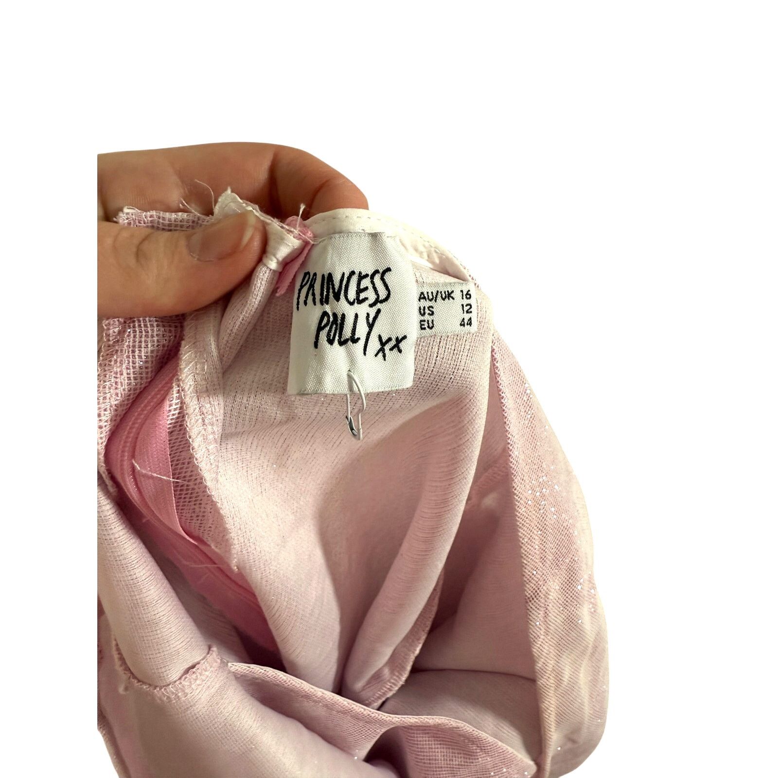 PRINCESS POLLY Princess Polly Halter Mini Dress Sparkly Baby Pink Size 12 Size XL / US 12-14 / IT 48-50 - 3 Thumbnail