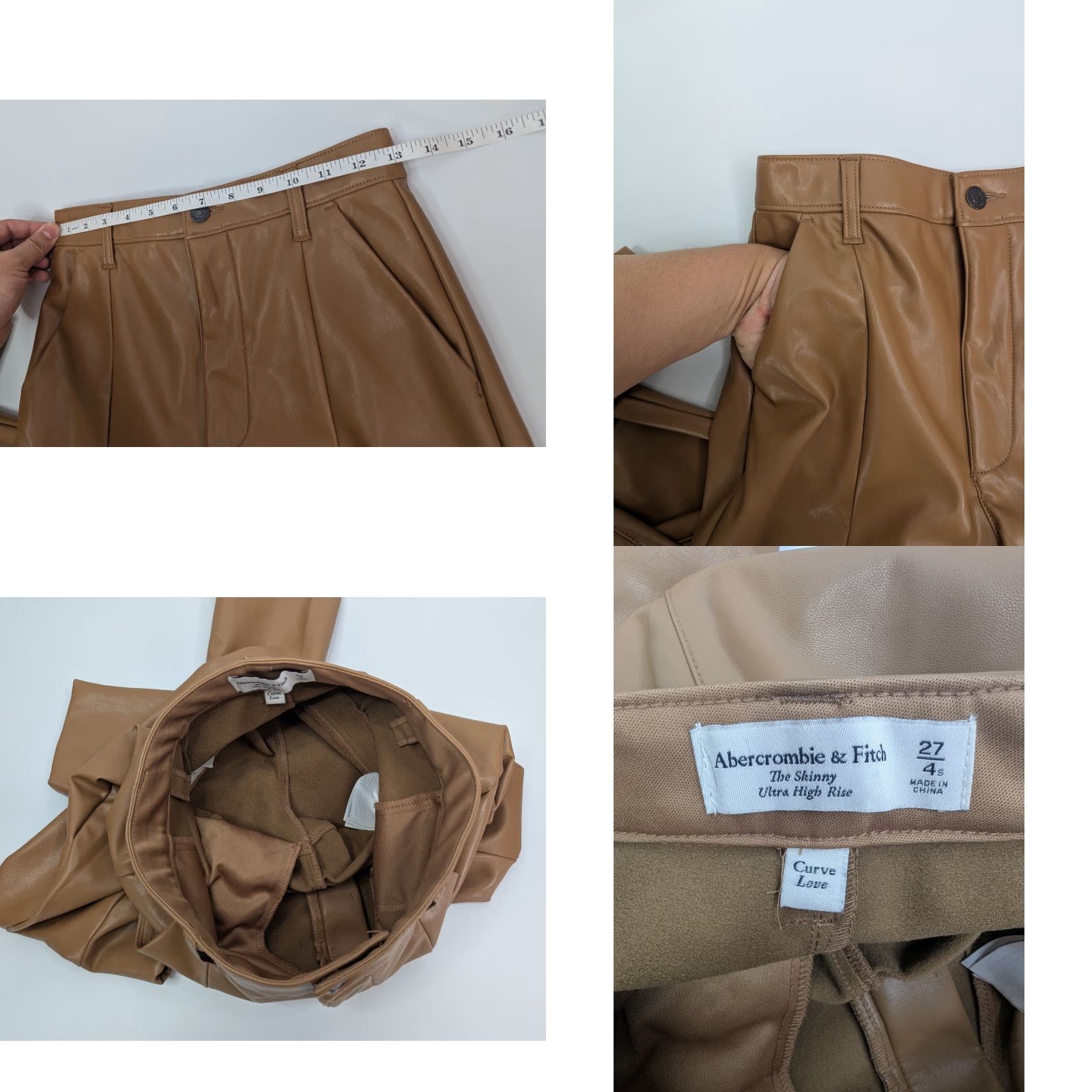 Abercrombie & Fitch Abercrombie & Fitch Pant 27 Skinny High Rise Faux Leather - Brown - Women - 27 - Multicolor? Size 27" / US 4 / IT 40 - 8 Thumbnail