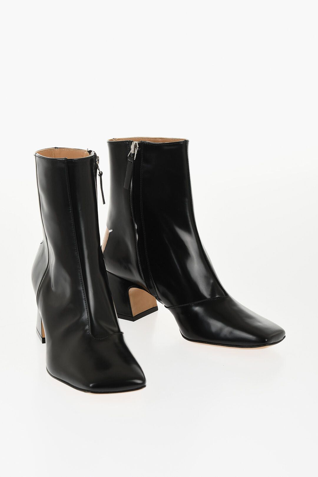 MM22 Brushed Leather Ankle Boots with Square Toe 5.5 cm Heel