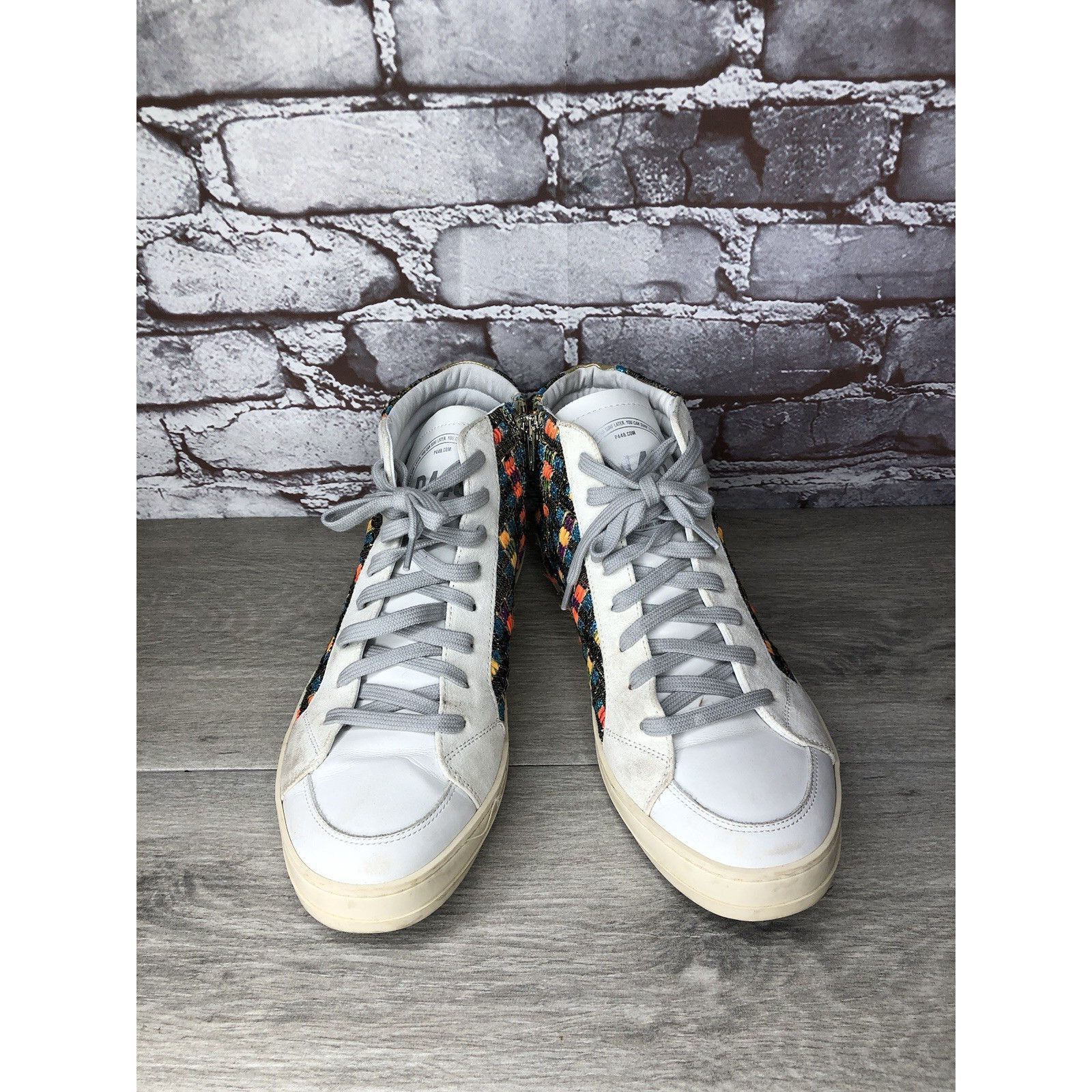 P448 P448 Skate Malhia Sneakers White Leather Lace Up High Top Sh Size US 10.5 / IT 40.5 - 2 Thumbnail