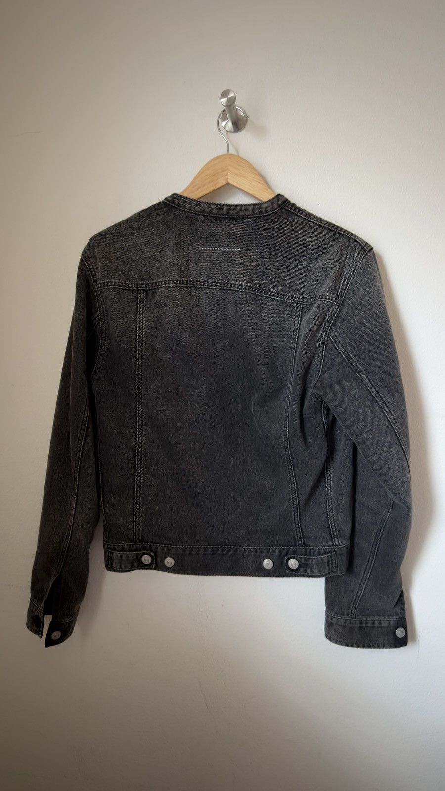 MM6 MM6 MAISON MARGIELA Gray Collarless Denim Jacket Size US S / EU 44-46 / 1 - 2 Thumbnail