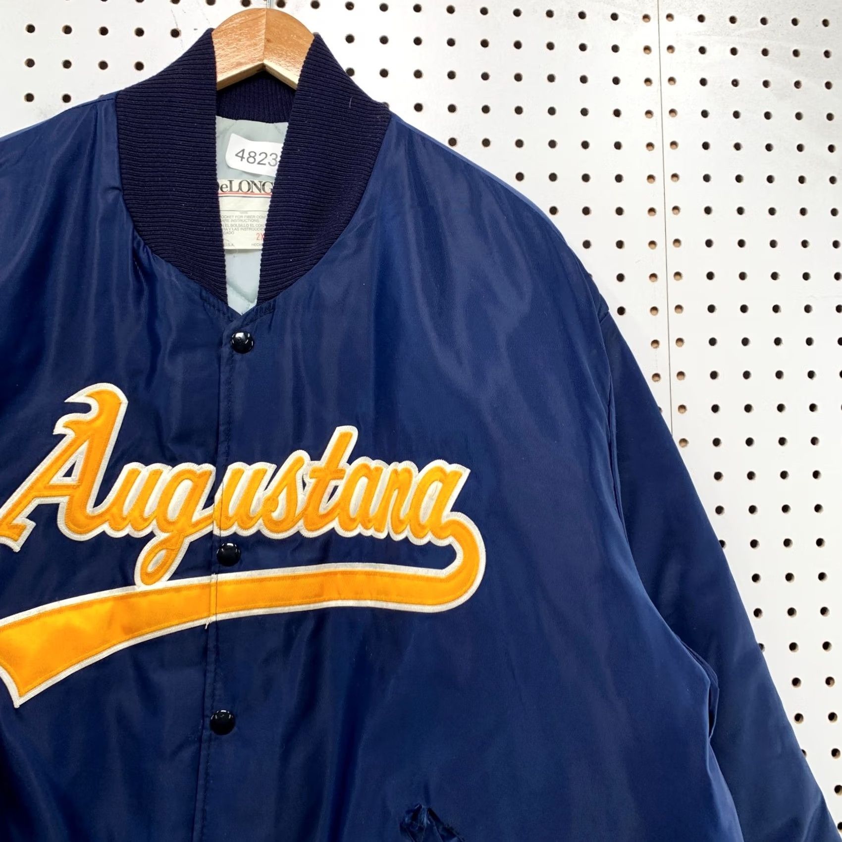 Vintage VINTAGE Augustana Bomber Jacket Mens 2XL Blue DeLONG Snap Embroidered 80s Satin Size US XXL / EU 58 / 5 - 6 Thumbnail