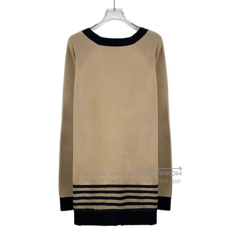 Hermes Hermes Brown striped long-sleeved open-front silk cardigan Size M / US 6-8 / IT 42-44 - 2 Thumbnail