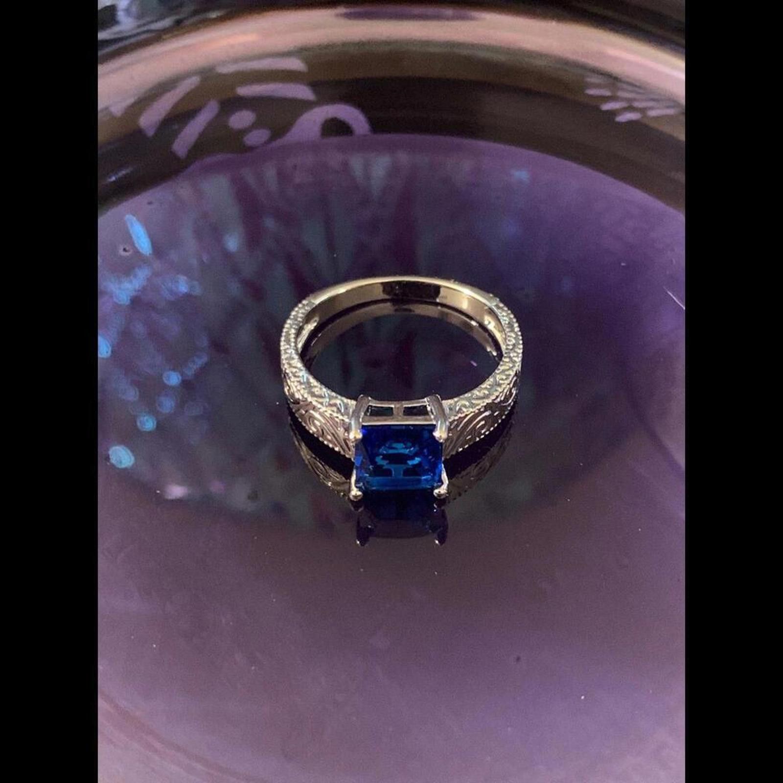 Designer Elegant Blue Stone Ring - Vintage Design 7 Size ONE SIZE - 2 Thumbnail