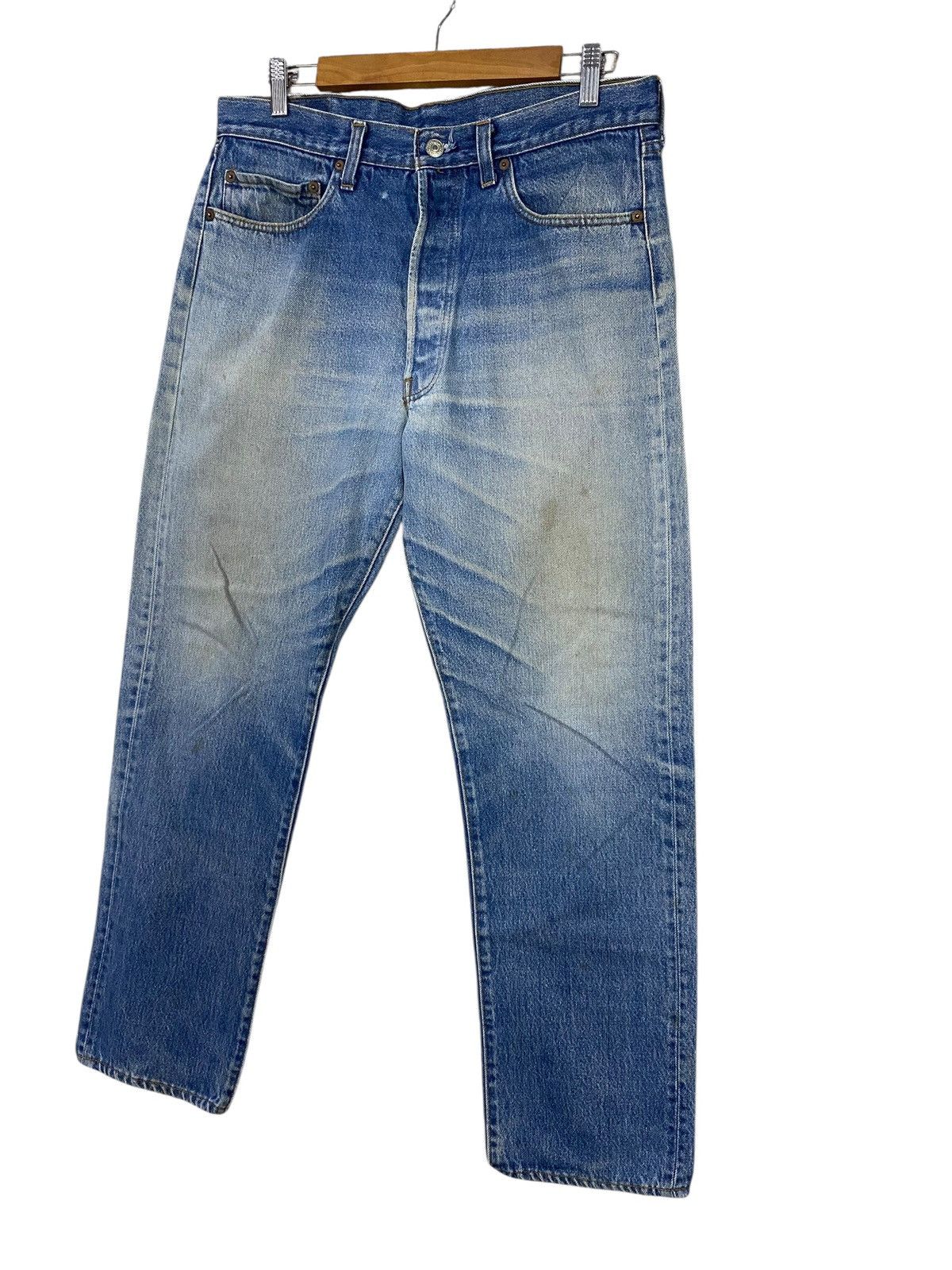 Levi's Vintage 70s 1501-0117 single R denim W35 distressed Size US 35 - 2 Thumbnail