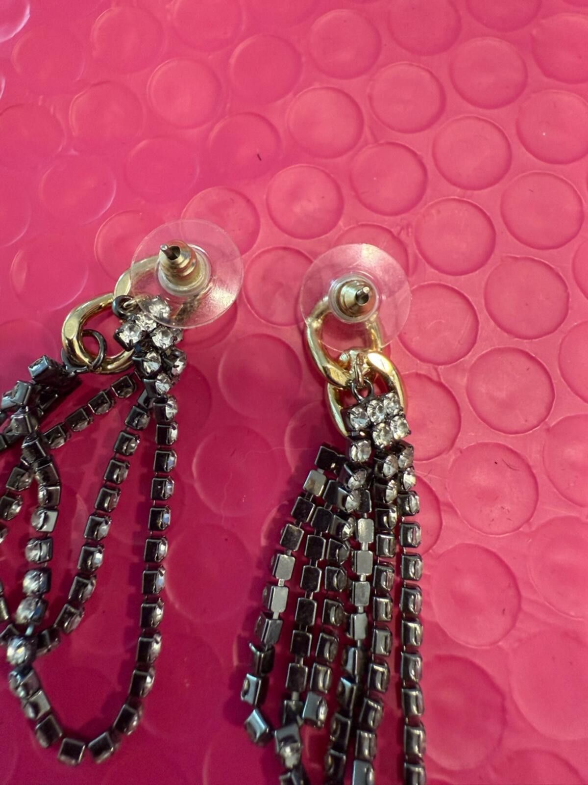 Other Rhinestone looped dangle post earrings gold braid detail Size ONE SIZE - 3 Thumbnail